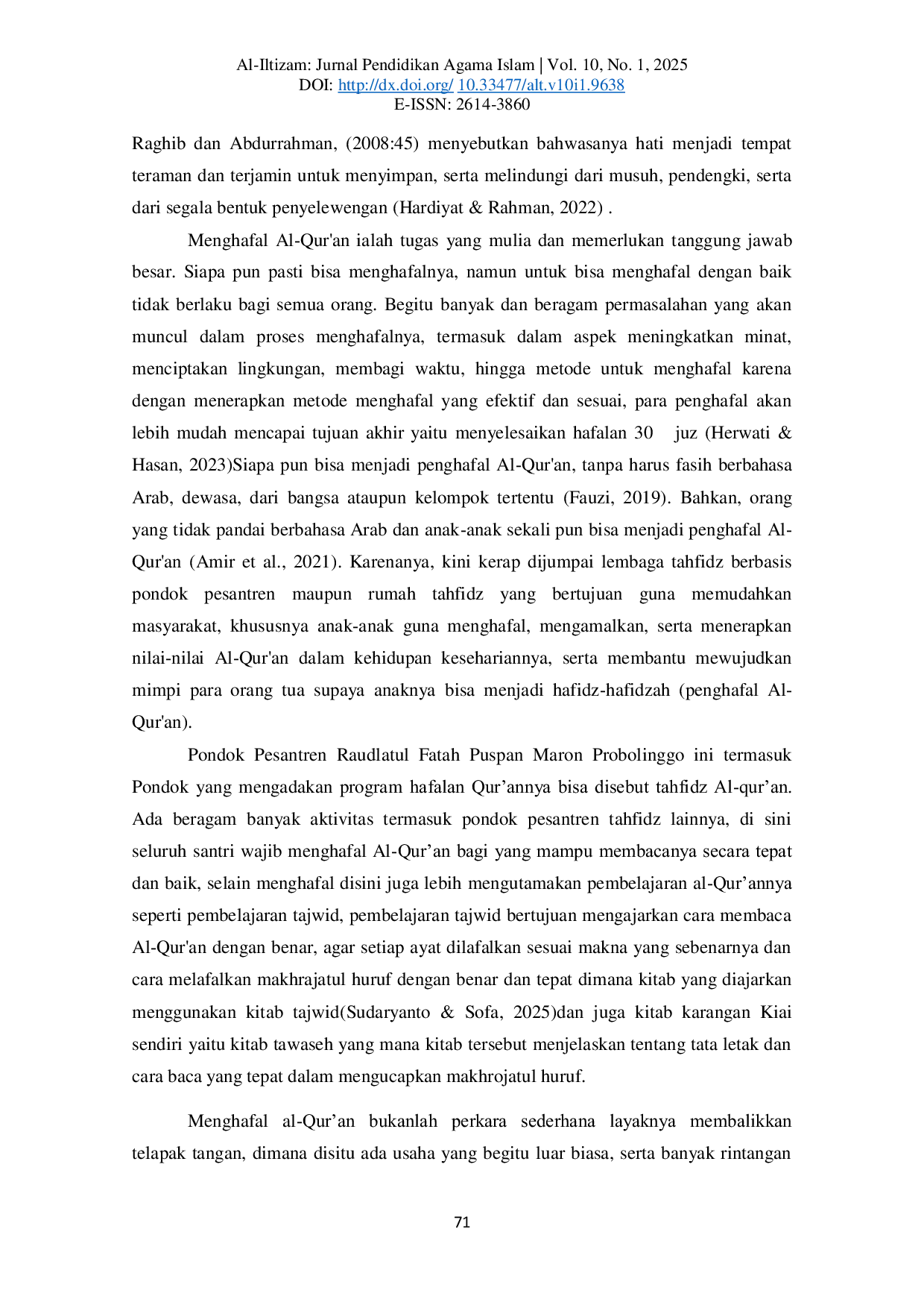 JURIS Analisis problematika santri tahfidz alquran di pondok pesantren raudlatul fatah puspan maron probolinggo Analisis problematika santri tahfidz alquran di pondok pesantren raudlatul fatah puspan maron