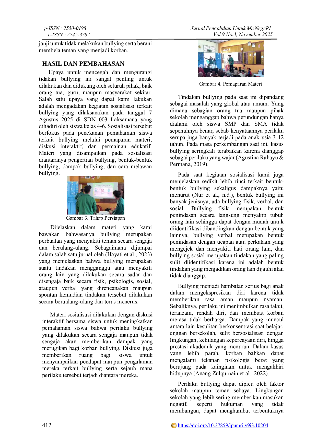 JURIS Pengabdian Kepada Masyarakat PKM Sosialisasi Anti Bullying oleh KKN MAs 2025 di SDN 003 Laksamana