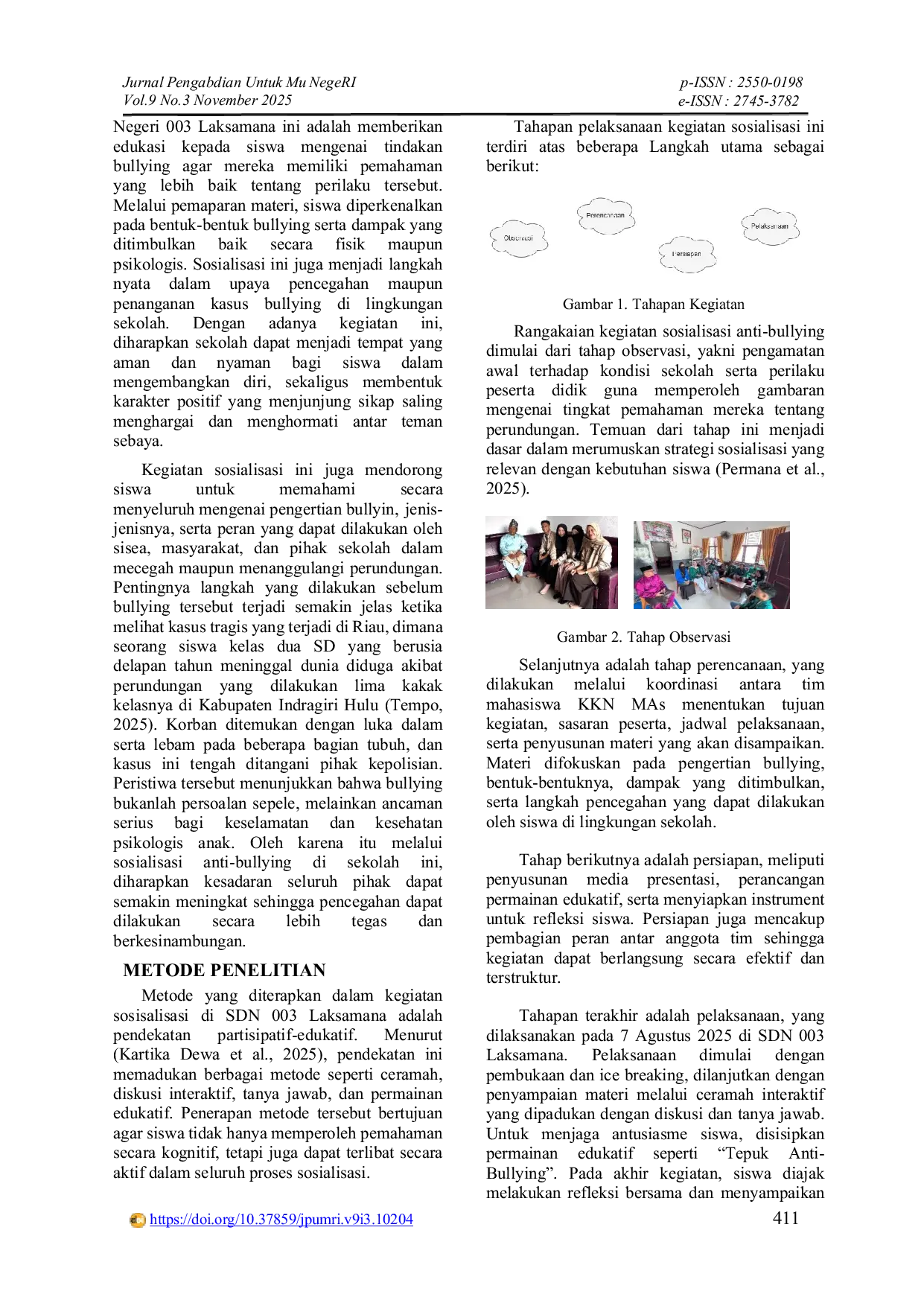 JURIS Pengabdian Kepada Masyarakat PKM Sosialisasi Anti Bullying oleh KKN MAs 2025 di SDN 003 Laksamana