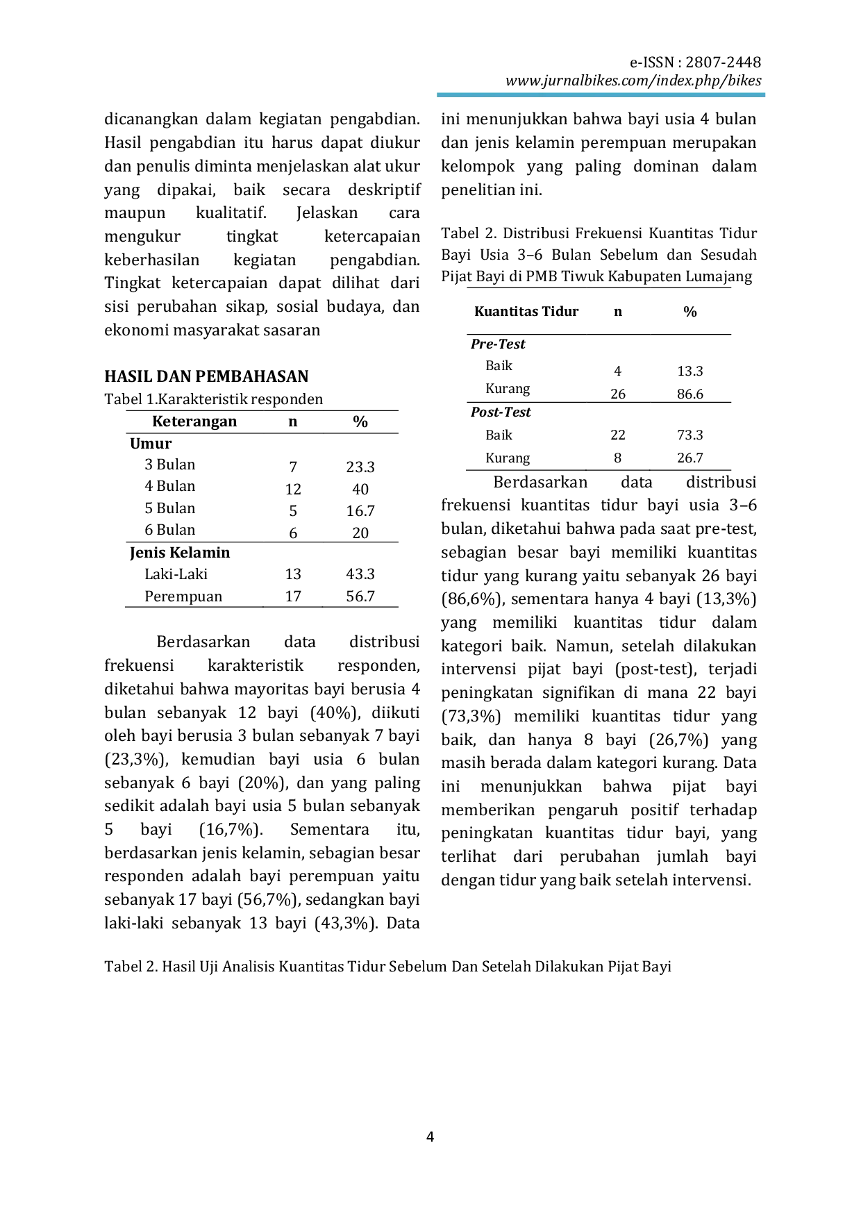 JURIS Pengaruh Pijat Bayi Usia 3 6 Bulan Terhadap Kuantitas Tidur Bayi Di PMB Tiwuk Kabupaten Lumajang