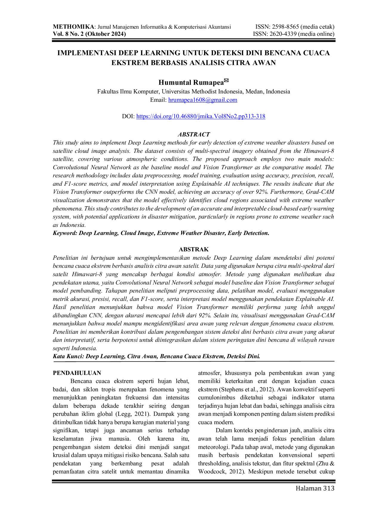 JURIS Implementasi Deep Learning Untuk Deteksi Dini Bencana Cuaca Ekstrem Berbasis Analisis Citra Awan
