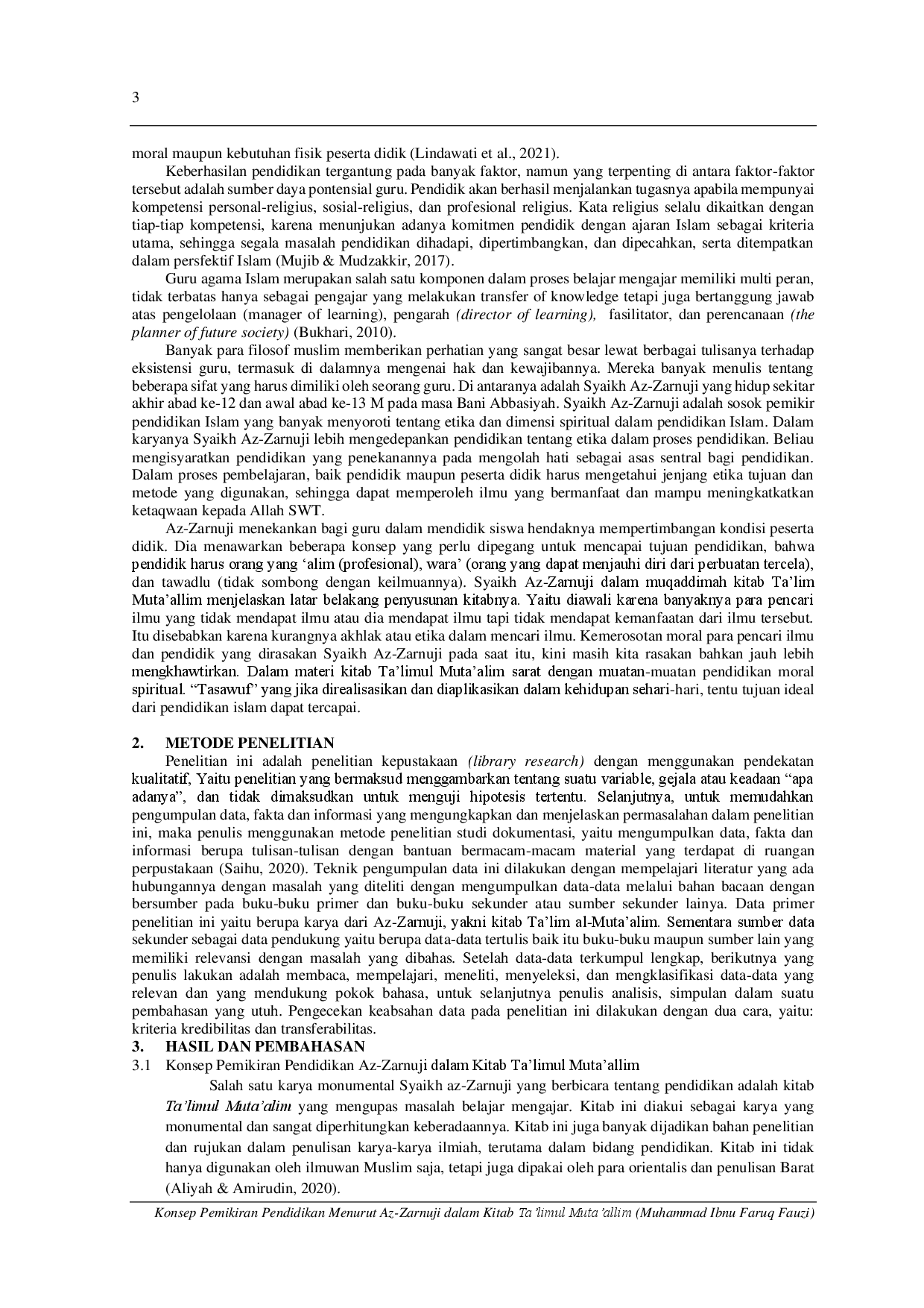 juris Konsep Pemikiran Pendidikan Menurut Az Zarnuji Dalam Kitab Ta limul Muta alim