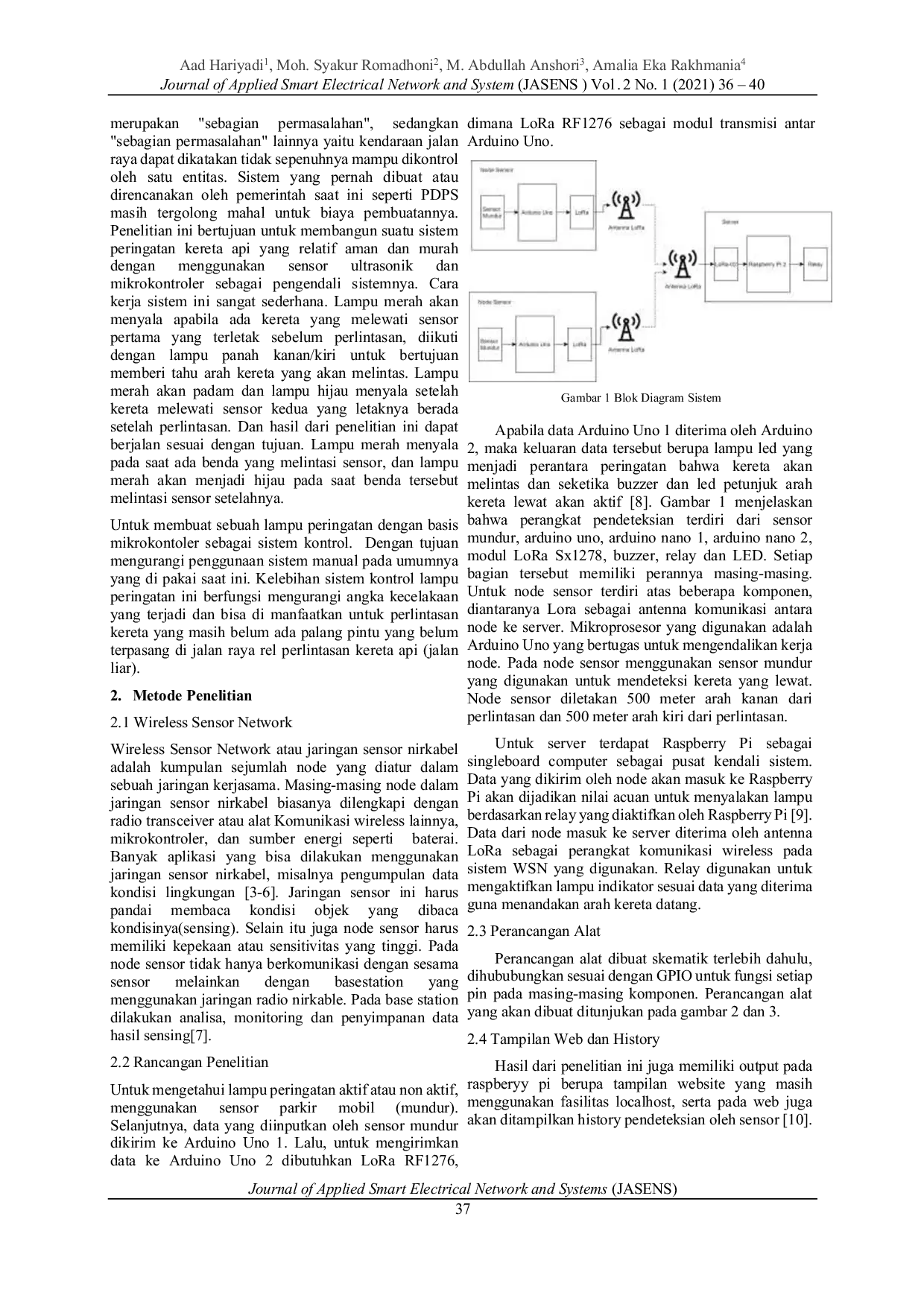 JURIS Implementasi Lampu Peringatan Pada Perlintasan Tanpa Palang Pintu Kereta Api Berbasis Mikrokontroler