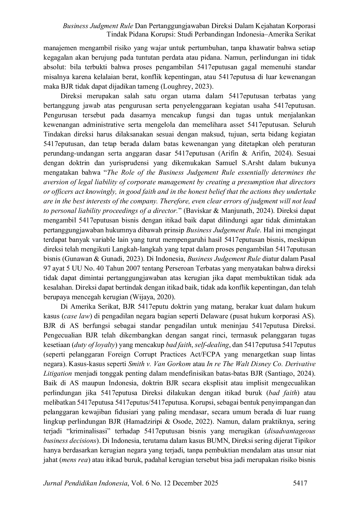 JURIS Business Judgment Rule dan Pertanggungjawaban Direksi Dalam Kejahatan Korporasi Tindak Pidana Korupsi Studi Perbandingan Indonesia Amerika Serikat