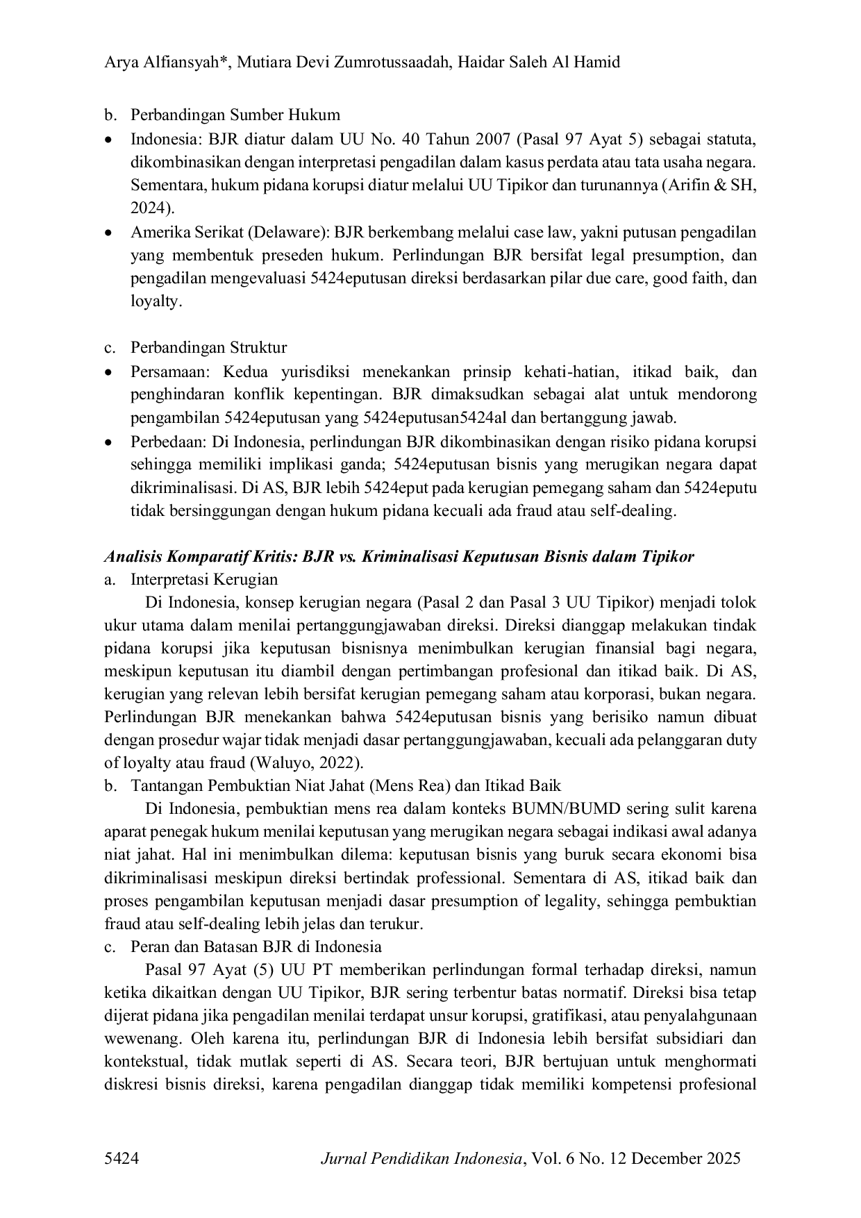 JURIS Business Judgment Rule dan Pertanggungjawaban Direksi Dalam Kejahatan Korporasi Tindak Pidana Korupsi Studi Perbandingan Indonesia Amerika Serikat