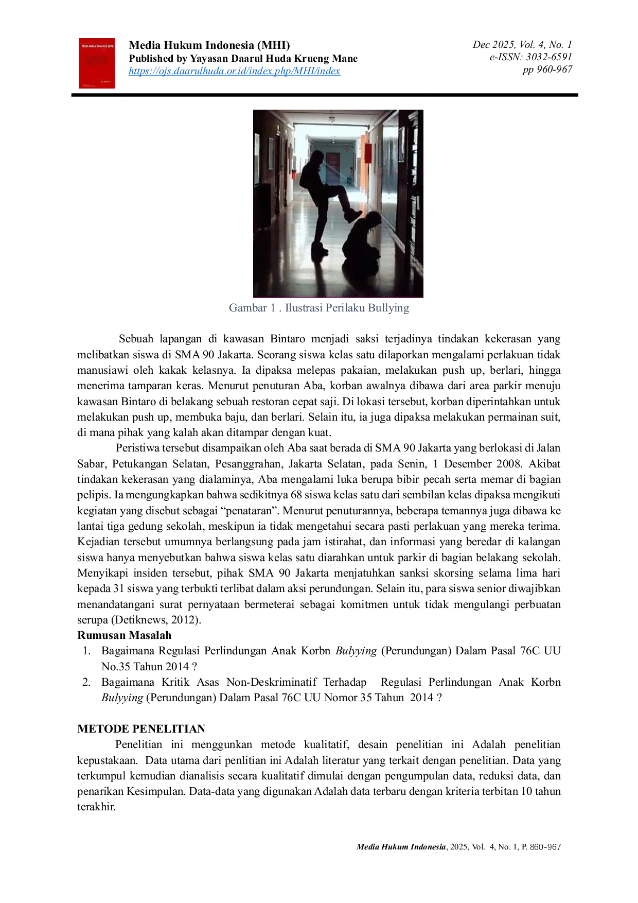 JURIS Kritik Asas Non Diskriminatif Terhadap Regulasi dalam Pasal 76c UU Nomor 35 Tahun 2014 tentang Perlindungan Anak Korban Bullying Perundungan