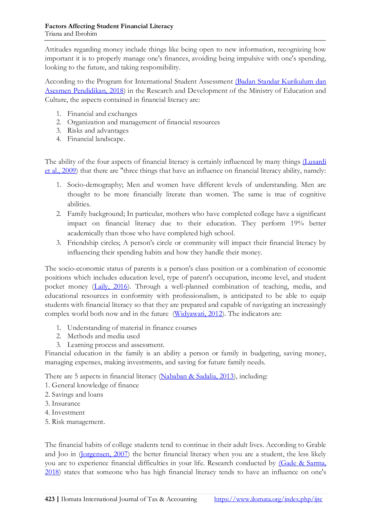 JURIS Factors Affecting Student Financial Literacy