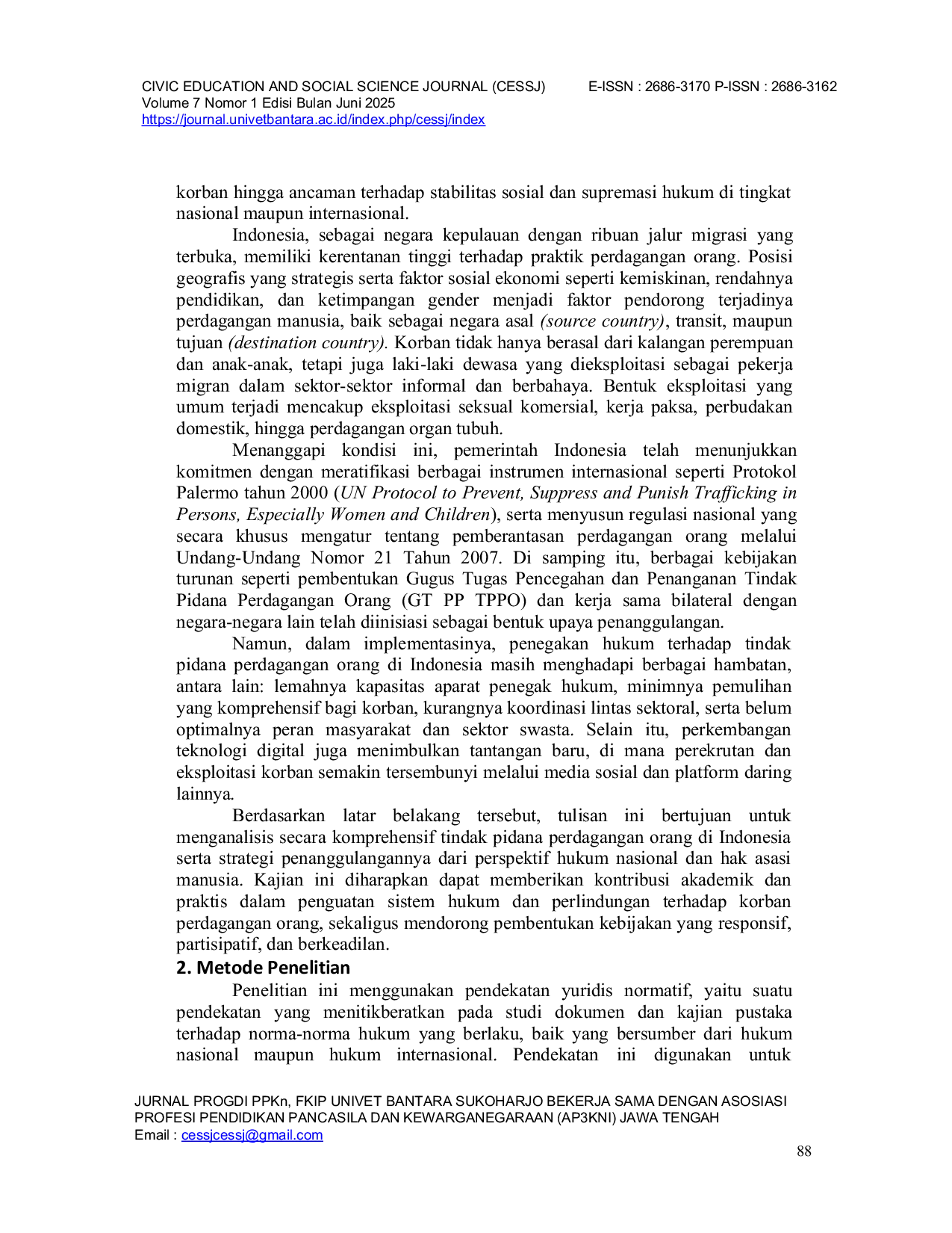 JURIS Tindak Pidana Perdagangan Orang dan Strategi Penanggulangannya Perspektif Hukum Nasional dan HAM