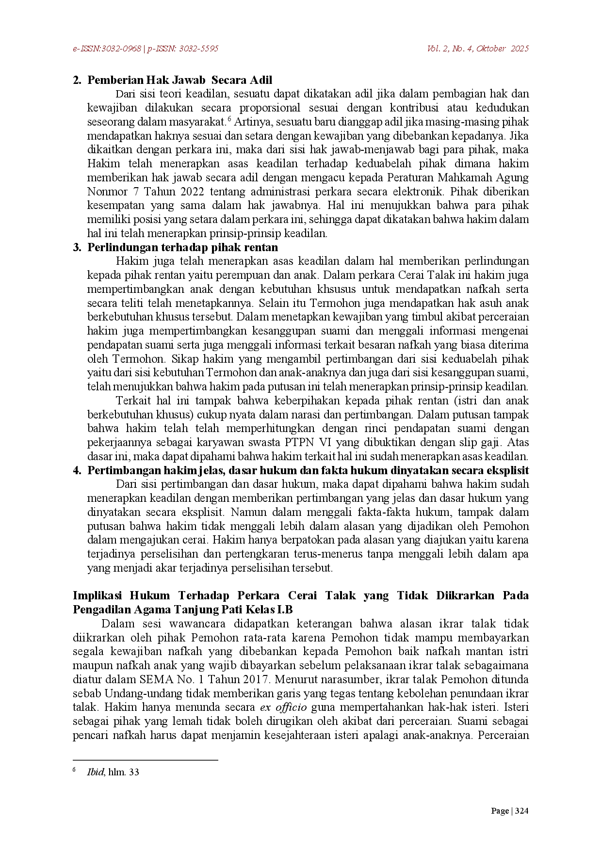 juris Penerapan Asas Keadilan Dalam Penetapan Cerai Talak Yang Tidak Diikrarkan