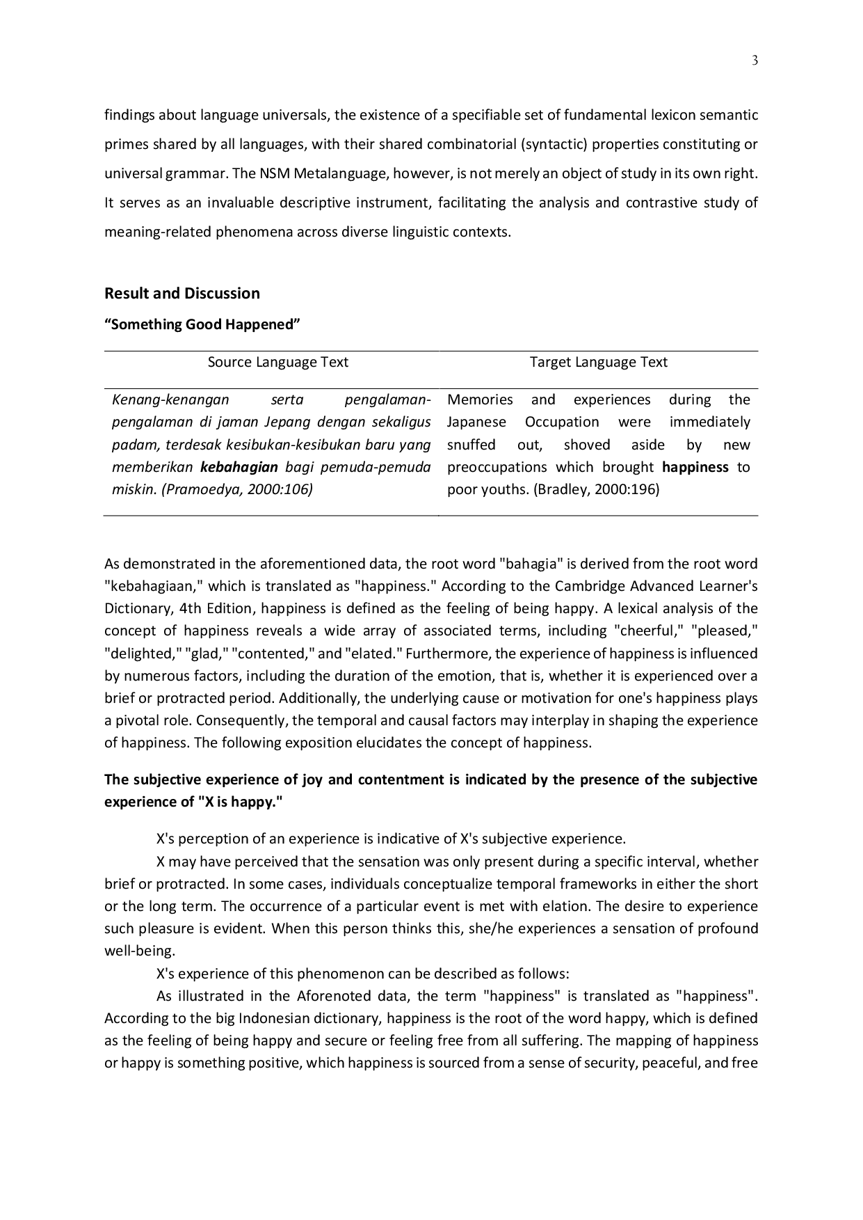 JURIS The Following Investigation of the Mapping on Emotion in Tanpa Kemudian Translated as No Resolution