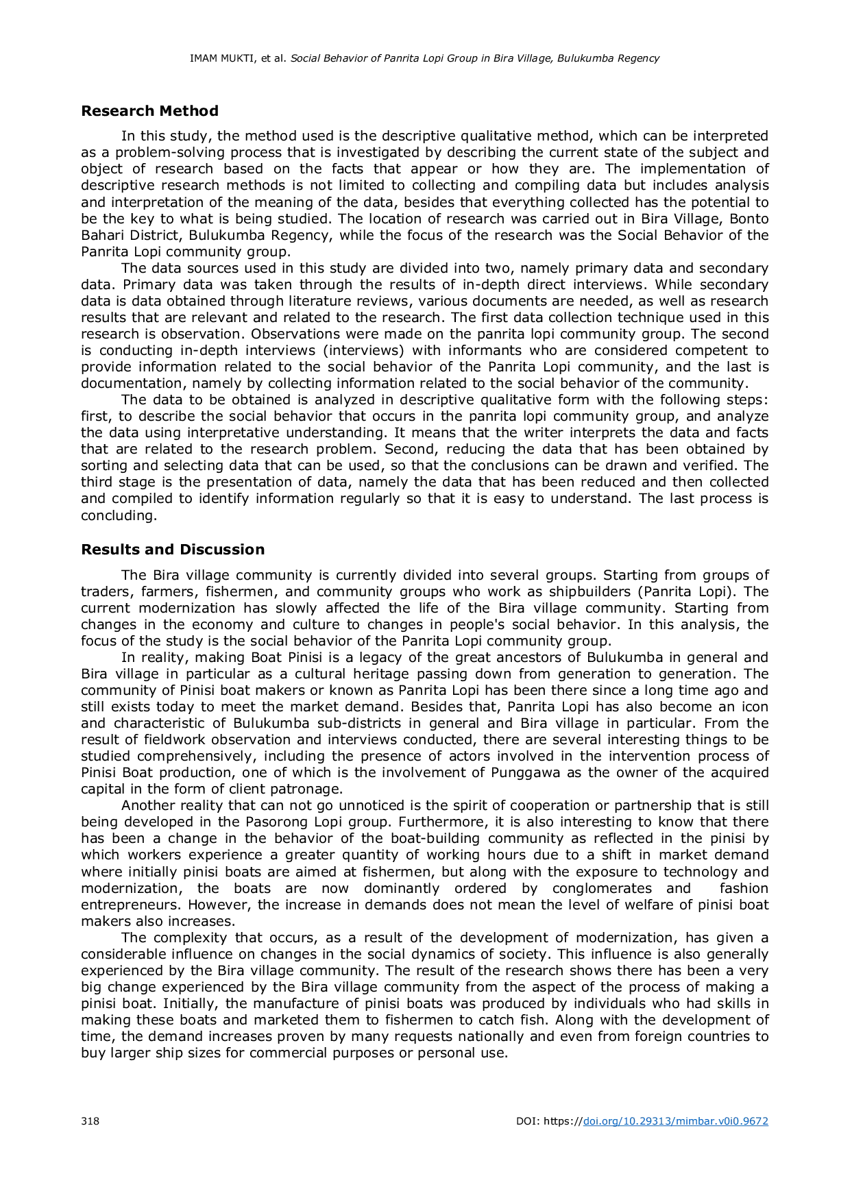 JURIS Social Behavior Of Panrita Lopi Group In Bira Village Bulukumba Regency