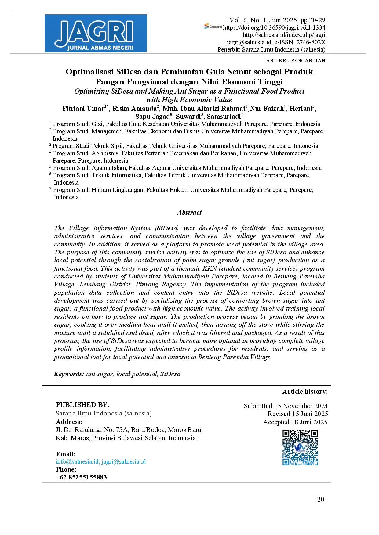 juris Optimizing SiDesa and Making Ant Sugar as a Functional Food Product with High Economic Value