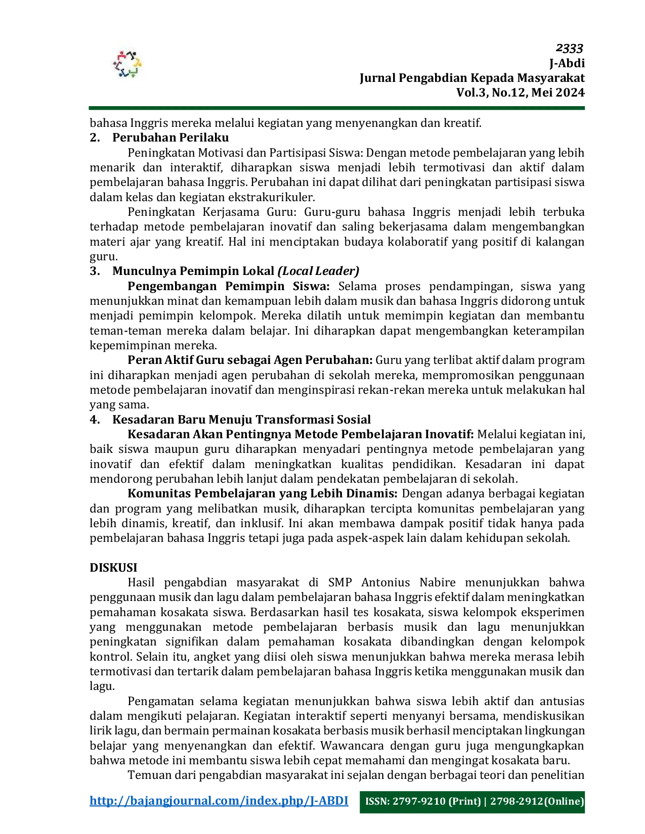 JURIS Penggunaan Musik Dan Lagu Dalam Pembelajaran Bahasa Inggris Untuk Meningkatkan Pemahaman Kosakata