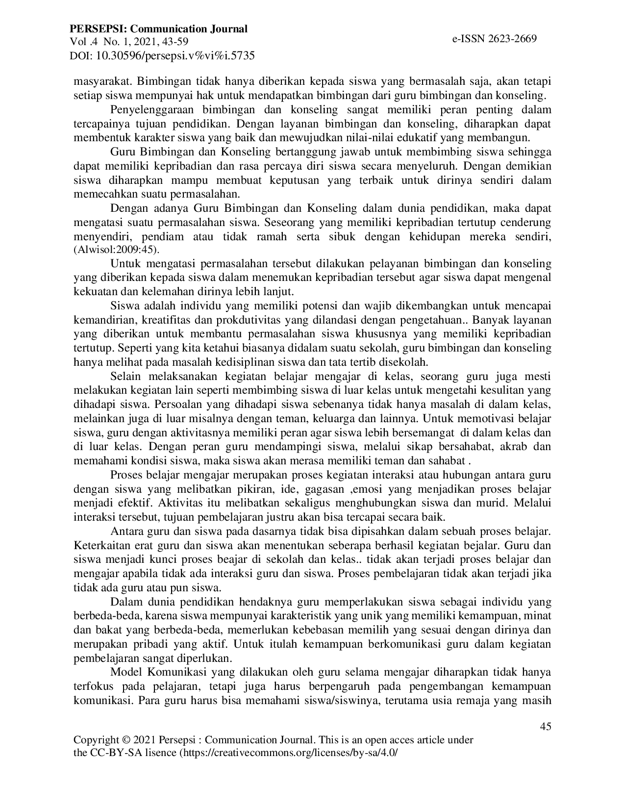 JURIS Pola Komunikasi Antarpribadi Guru Bimbingan Konseling Dalam Mengatasi Siswa Bermasalah