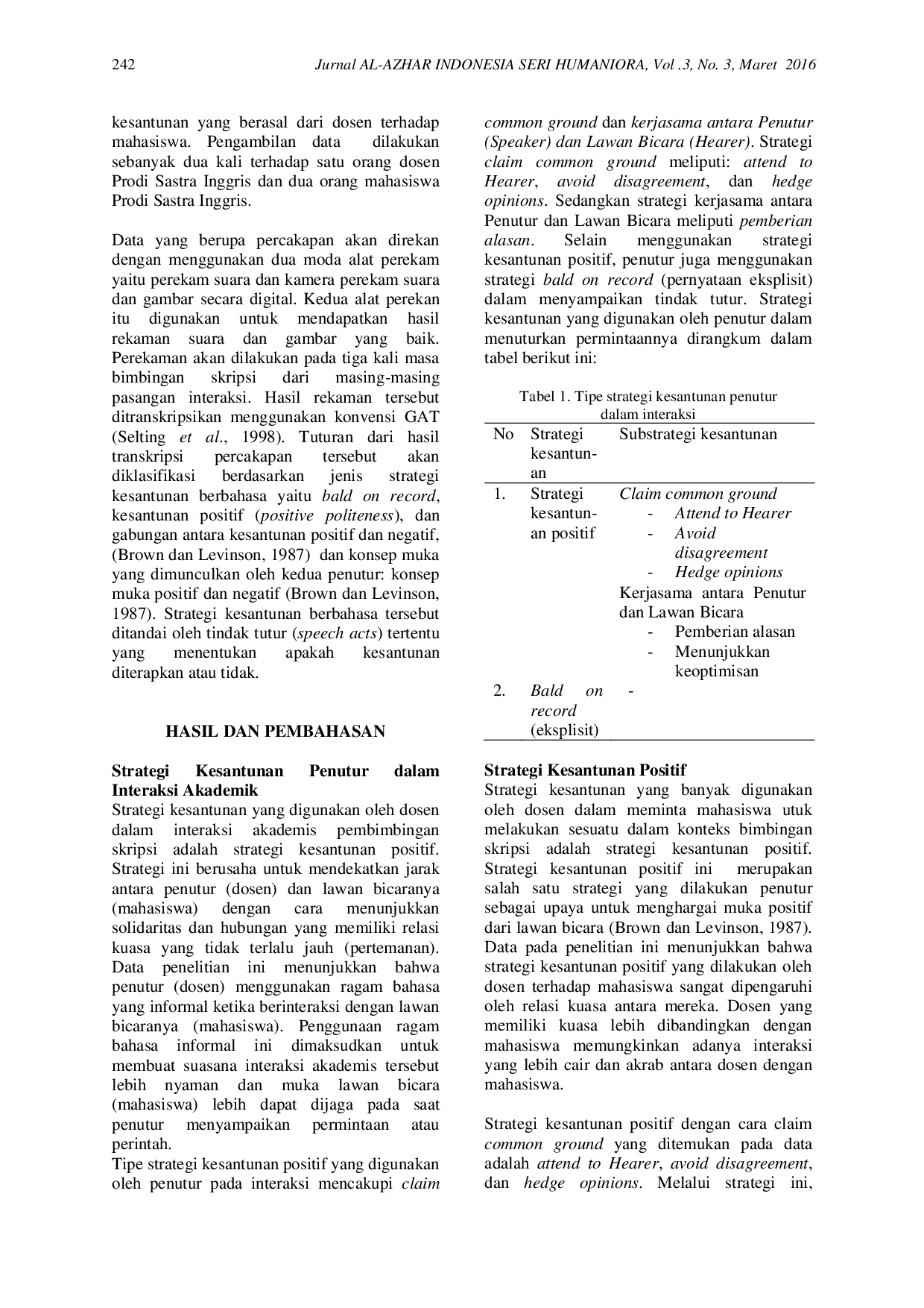 JURIS Kesantunan Berbahasa dalam Interaksi Akademik di Fakultas Sastra UAI