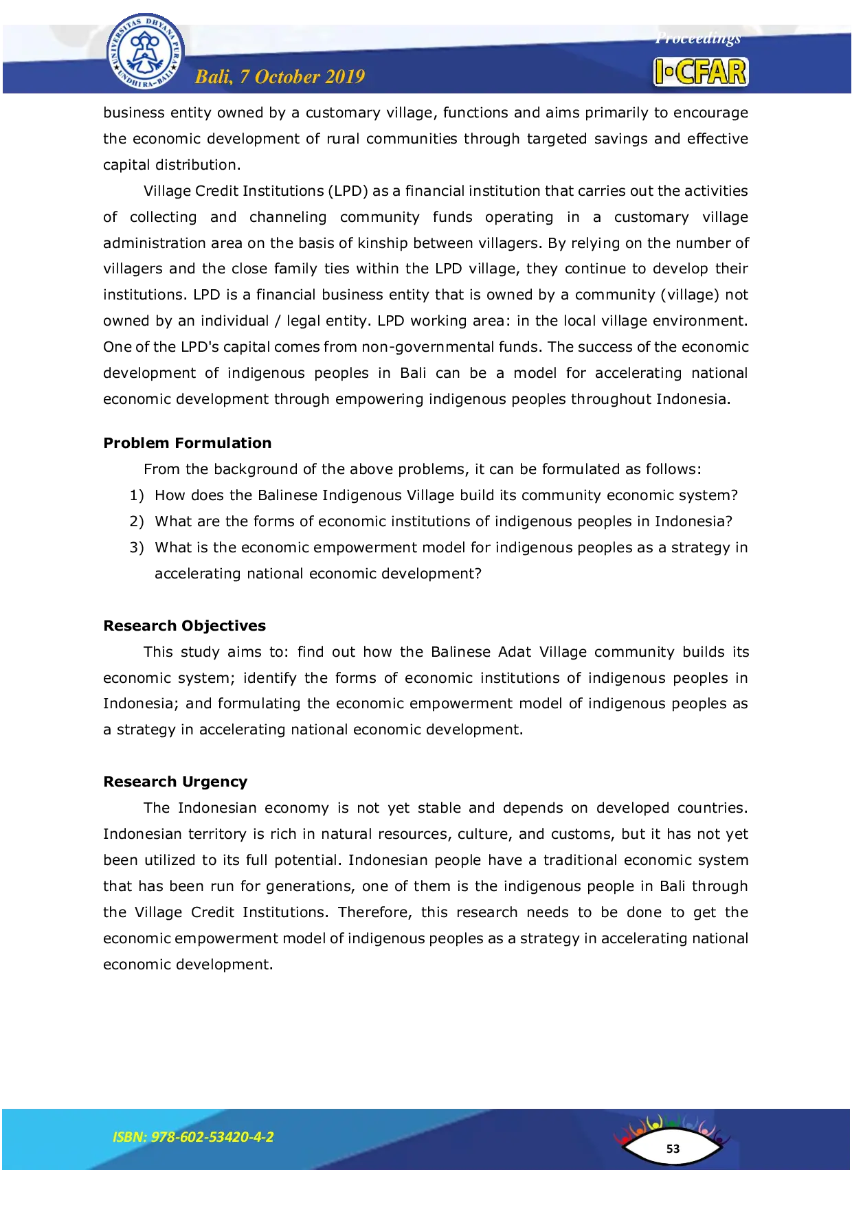 JURIS Lpd Model And Function In Increasing The Indigeneous Bali Economy