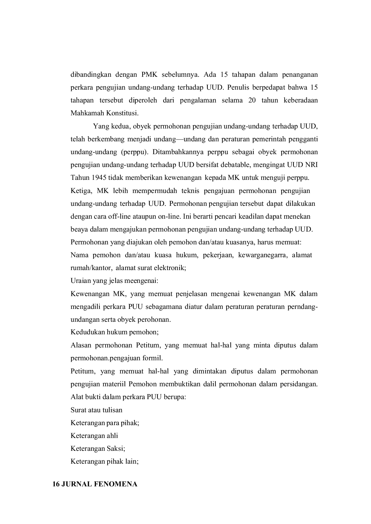 JURIS Kewenangan Mahkamah Konstitusi Republik Indonesia dalam Menguji Undang Undang Terhadap Undang Undang Dasar