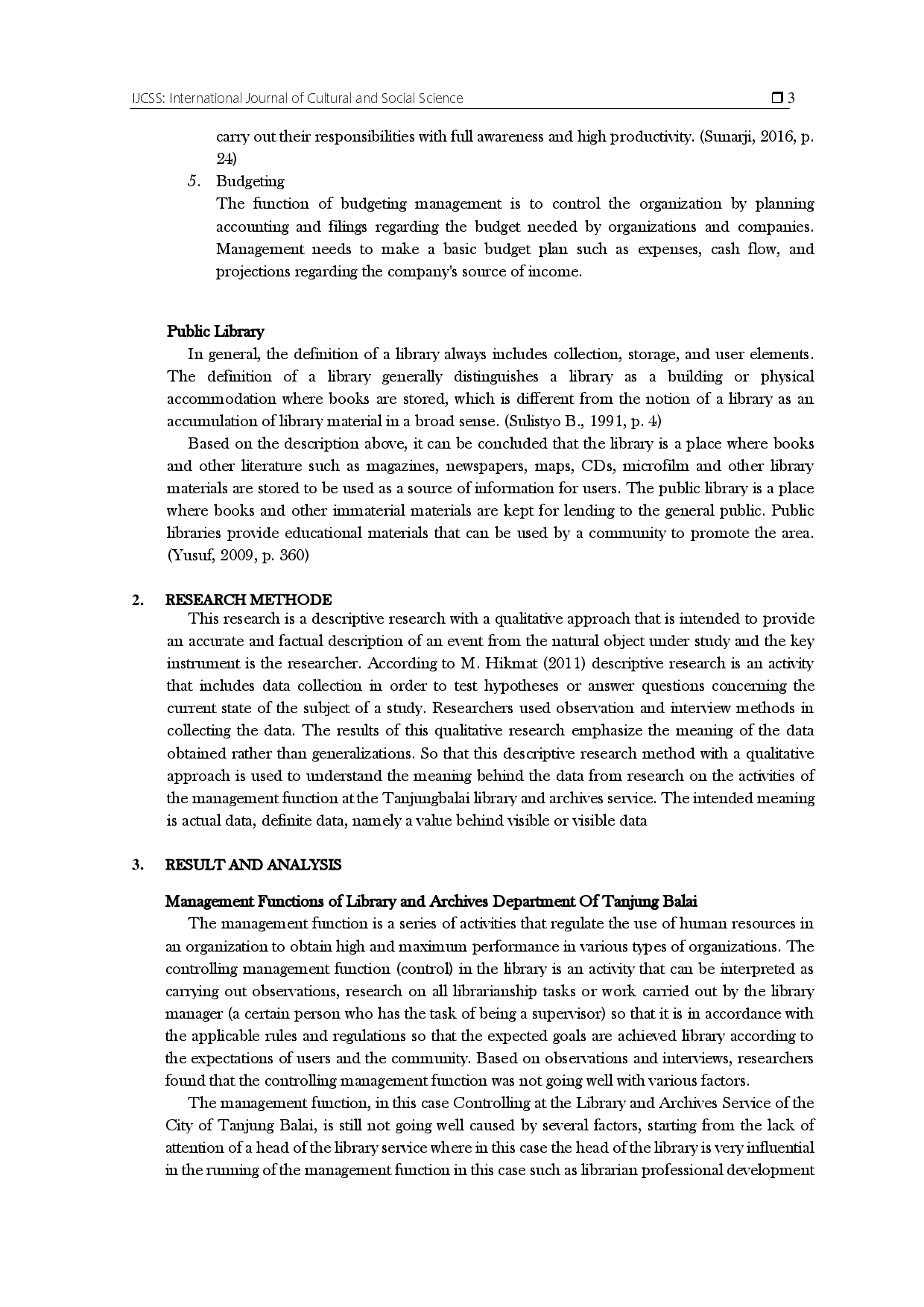 juris Management Functions of Library and Archives Department of Tanjung Balai