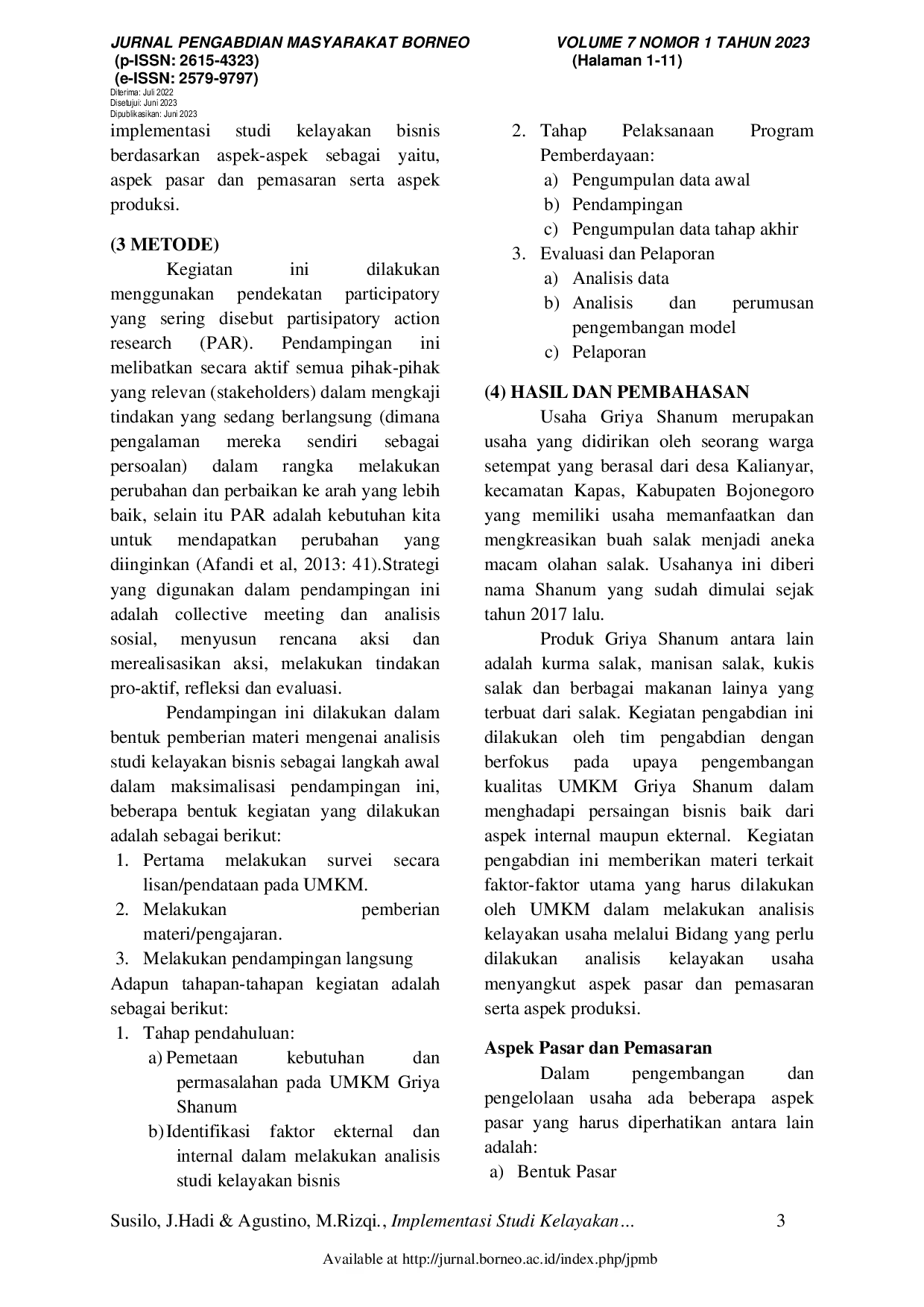 JURIS Implementasi Studi Kelayakan Bisnis untuk Peningkatan Kualitas Usaha