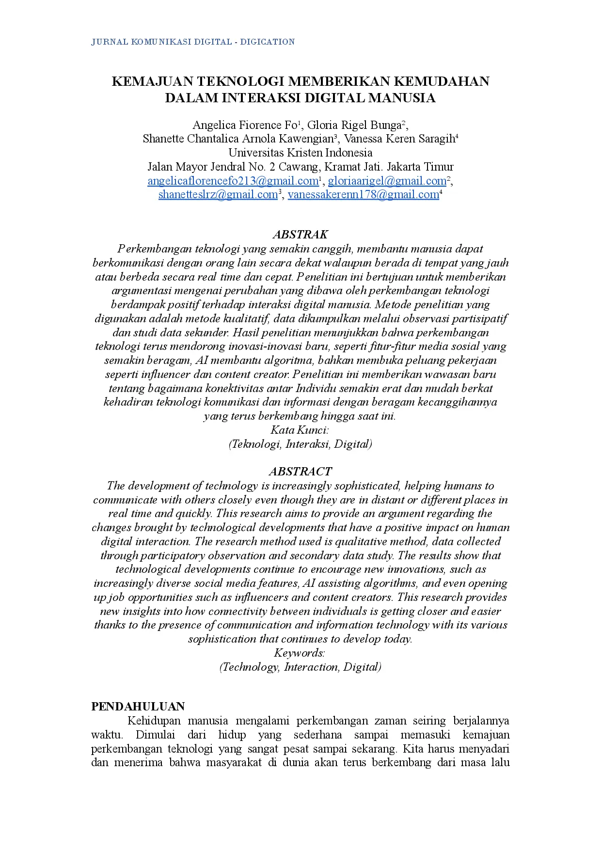 juris Kemajuan Teknologi Memberikan Kemudahan dalam Interaksi Digital Manusia