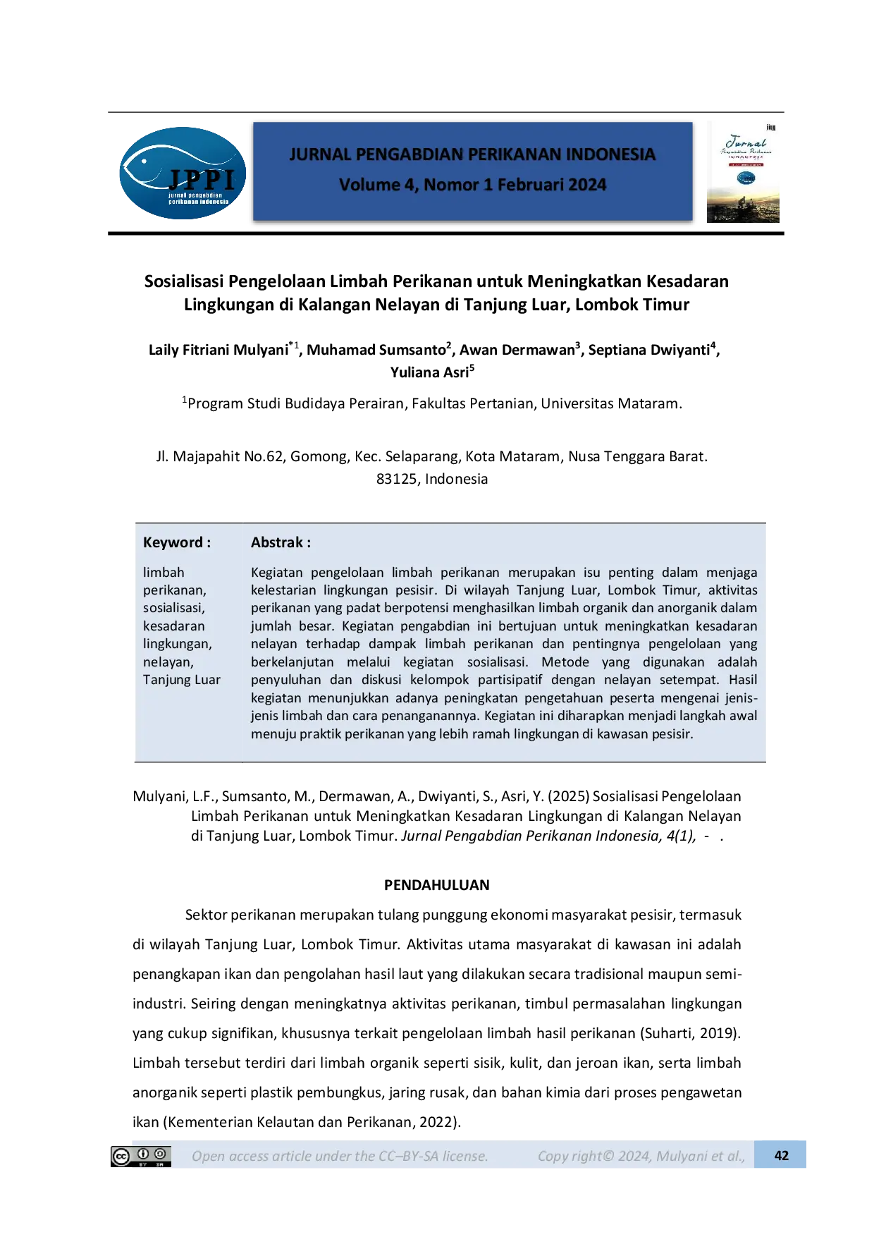 JURIS Sosialisasi Pengelolaan Limbah Perikanan untuk Meningkatkan Kesadaran Lingkungan di Kalangan Nelayan di Tanjung Luar Lombok Timur