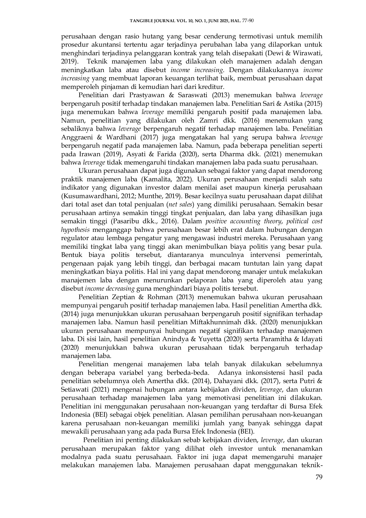 JURIS Pengaruh Kebijakan Dividen Leverage dan Ukuran Perusahaan terhadap Manajemen Laba