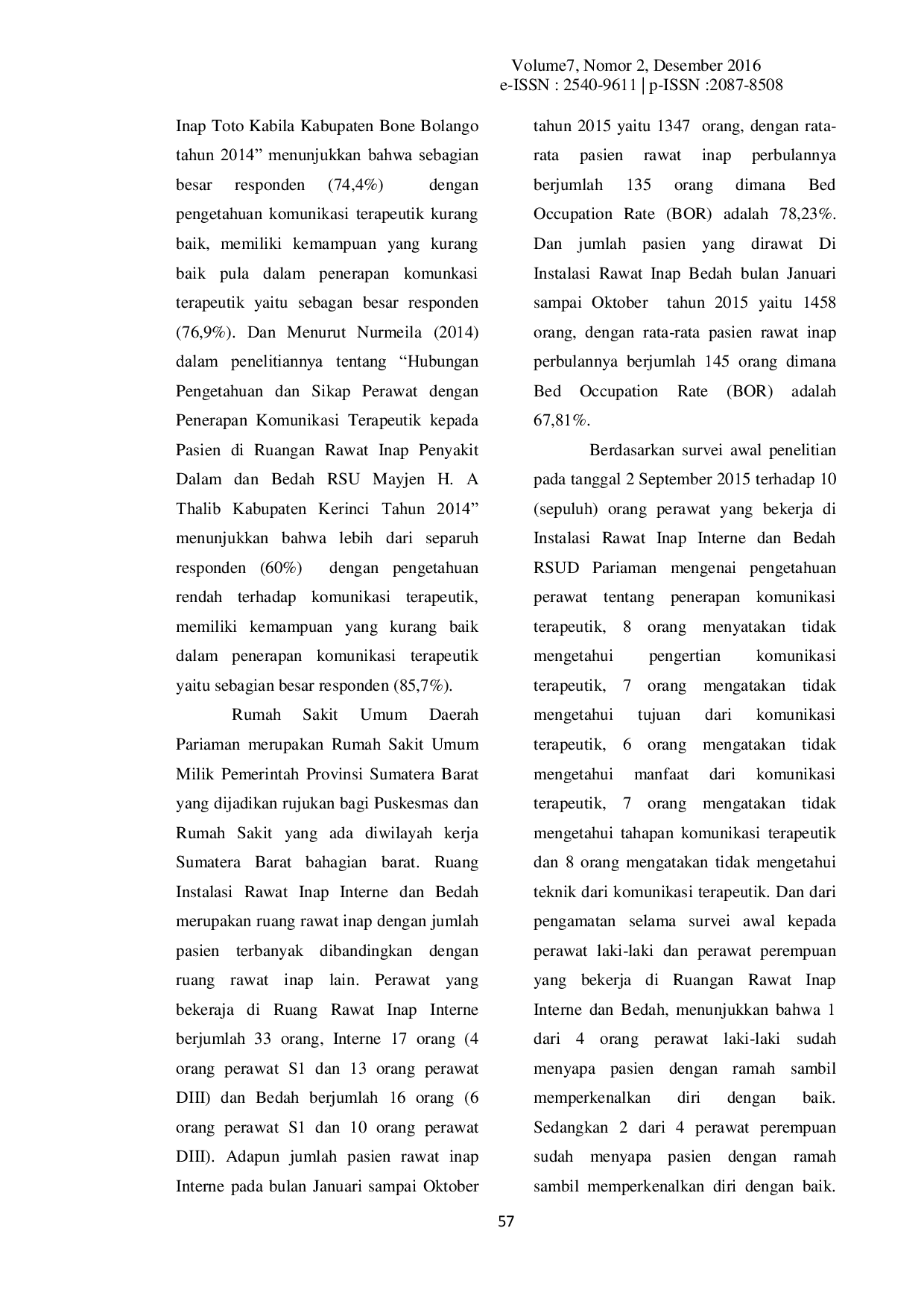 JURIS The Relationship Between Nurses Knowledge and Gender With the Application of Therapeutic Communication to Patients