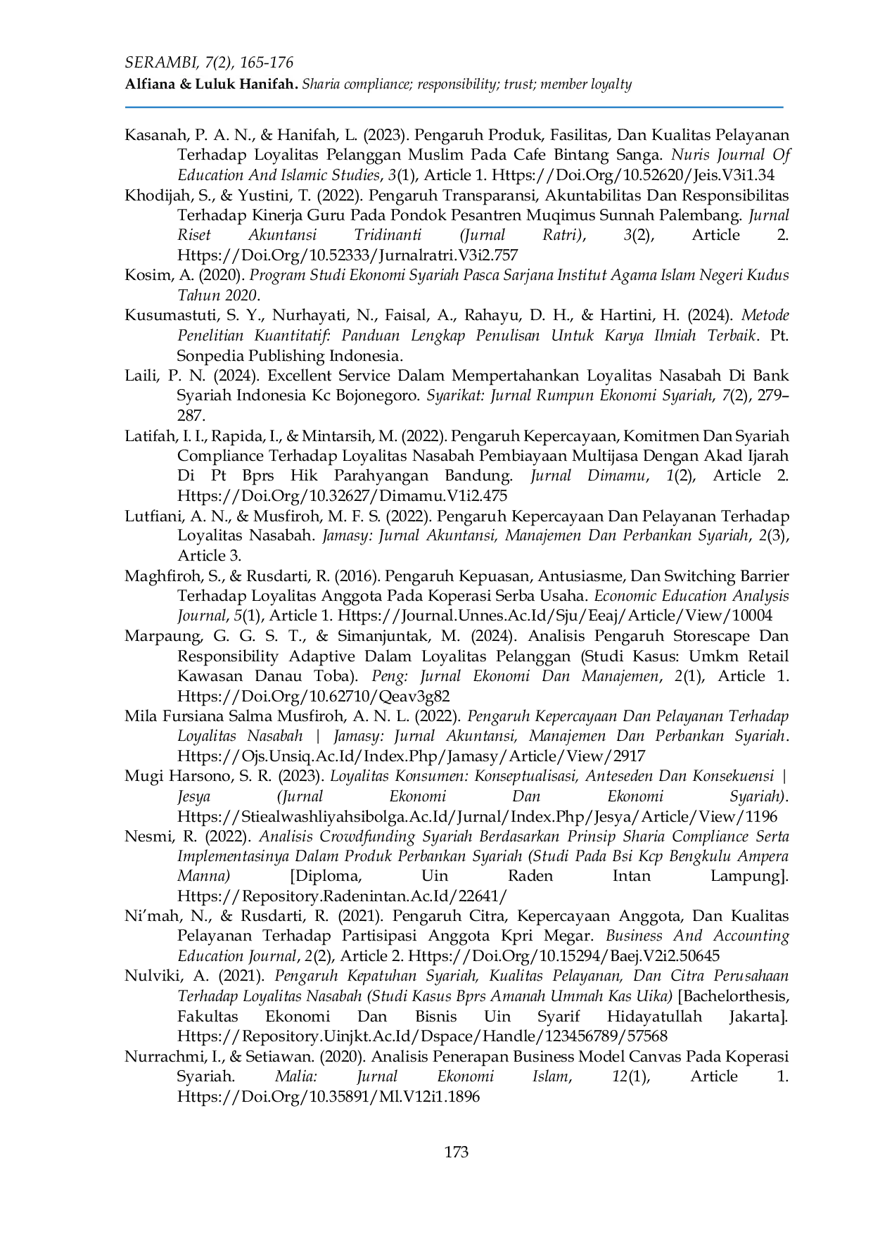 JURIS Increasing the loyalty of cooperative members The influence of sharia compliance employee responsibility and trust