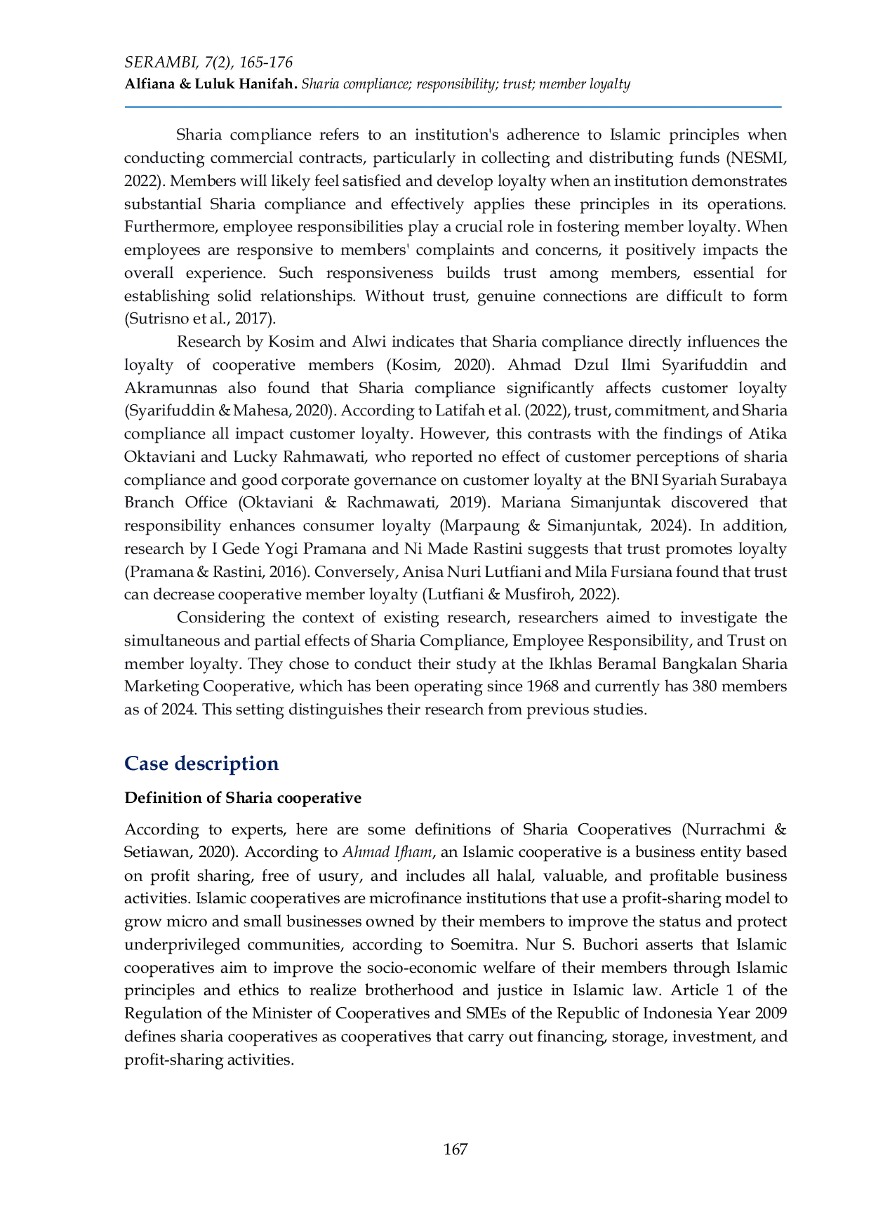 JURIS Increasing the loyalty of cooperative members The influence of sharia compliance employee responsibility and trust