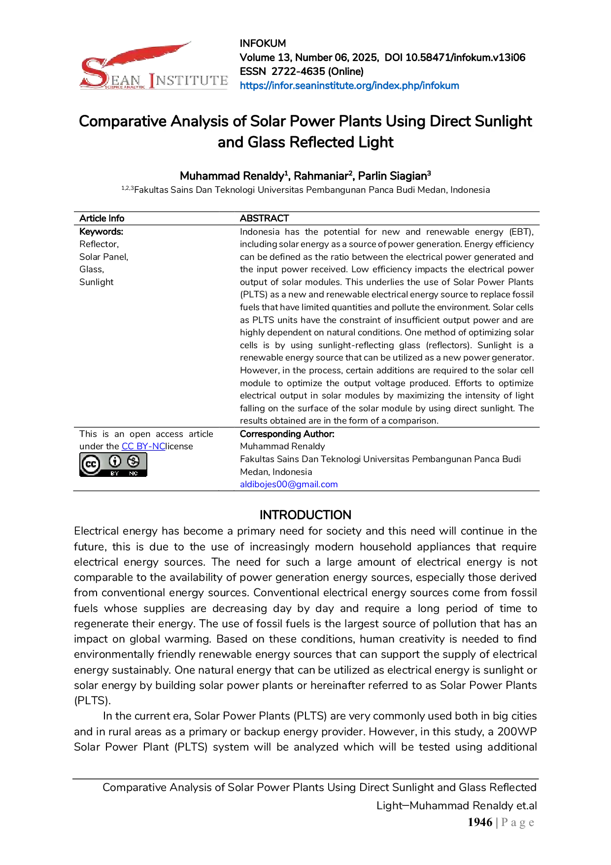 JURIS Comparative Analysis of Solar Power Plants Using Direct Sunlight and Glass Reflected Light