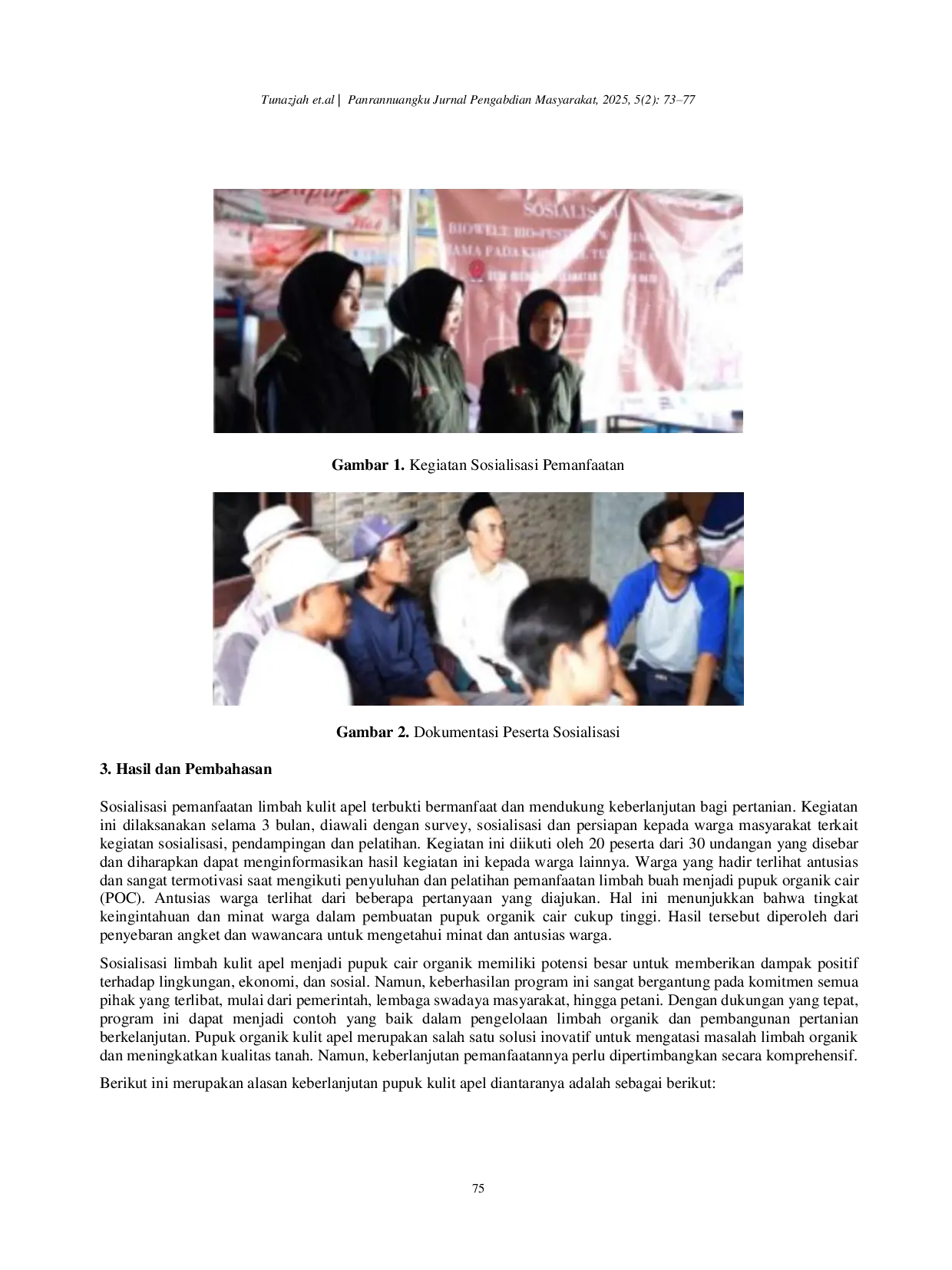 JURIS Sosialisasi Pemanfaatan Pupuk Cair Non Sintetis Berbahan Dasar Kulit Apel di Desa Bulukerto Kota Batu