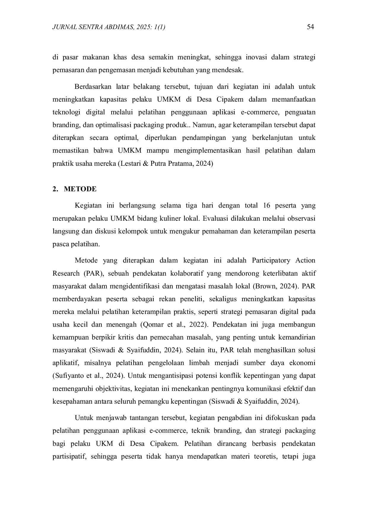 JURIS Pelatihan Digitalisasi Pemasaran Produk Lokal untuk Meningkatkan Daya Saing UMKM Desa Cipakem