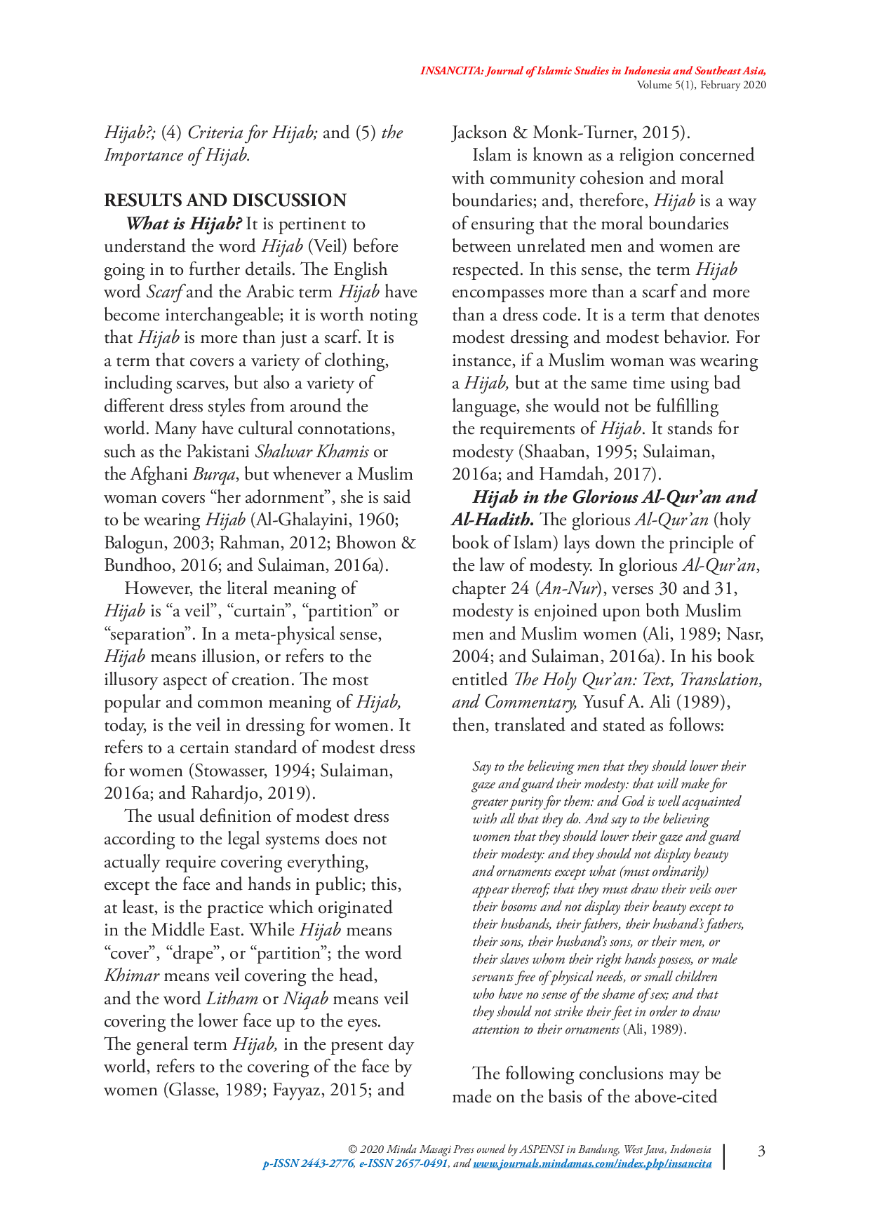 JURIS Investigating the Importance of Wearing Hijab by Muslim Women