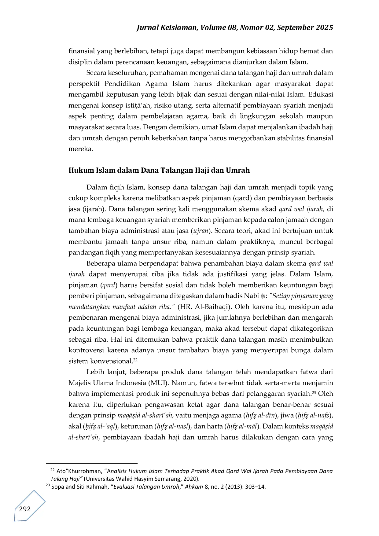 JURIS Hubungan antara Tingkat Pemahaman Pendidikan Agama Islam dengan Penggunaan Program Dana Talangan Haji dan Umroh