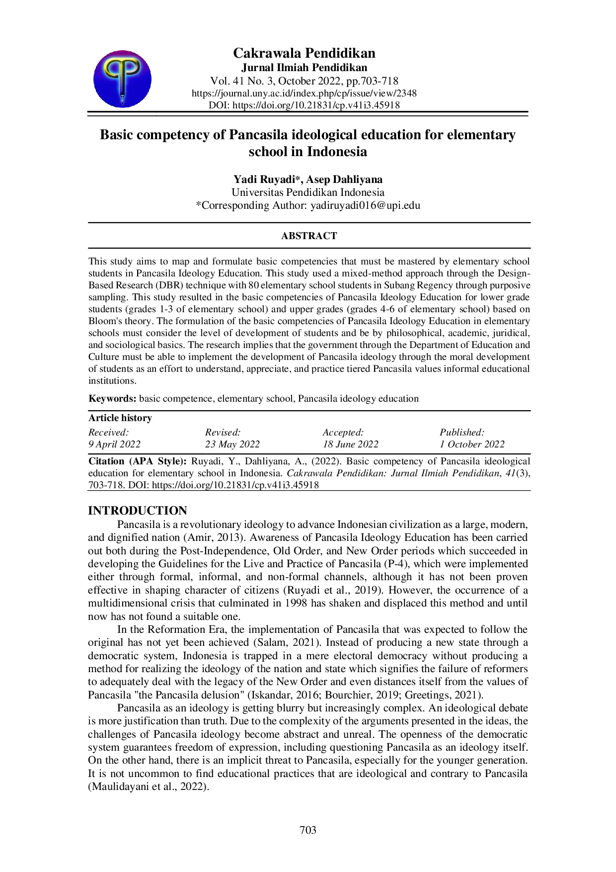 juris Basic competency of pancasila ideological education for elementary school in Indonesia