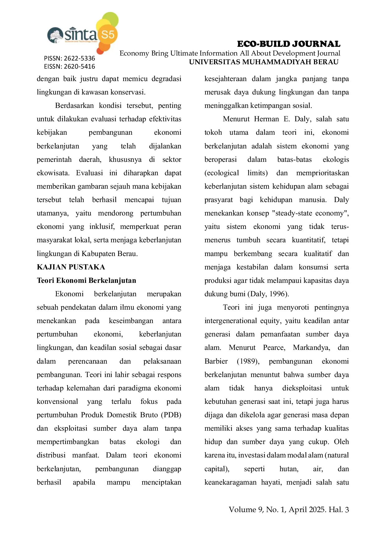 JURIS Efektivitas Kebijakan Pemerintah Daerah Dalam Mendorong Pembangunan Ekonomi Melalui Pengembangan Ekowisata Di Kabupaten Berau