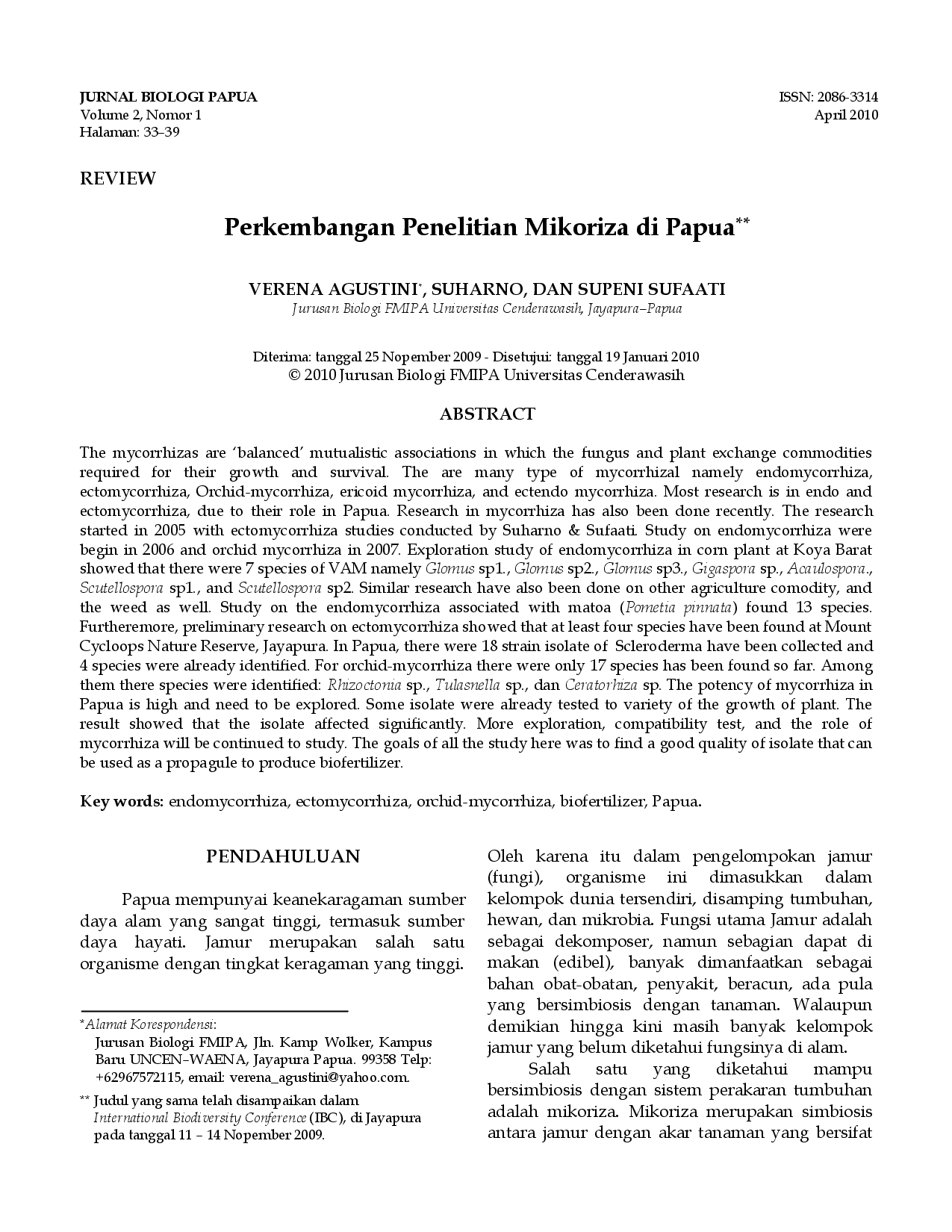 juris Perkembangan Penelitian Mikoriza di Papua