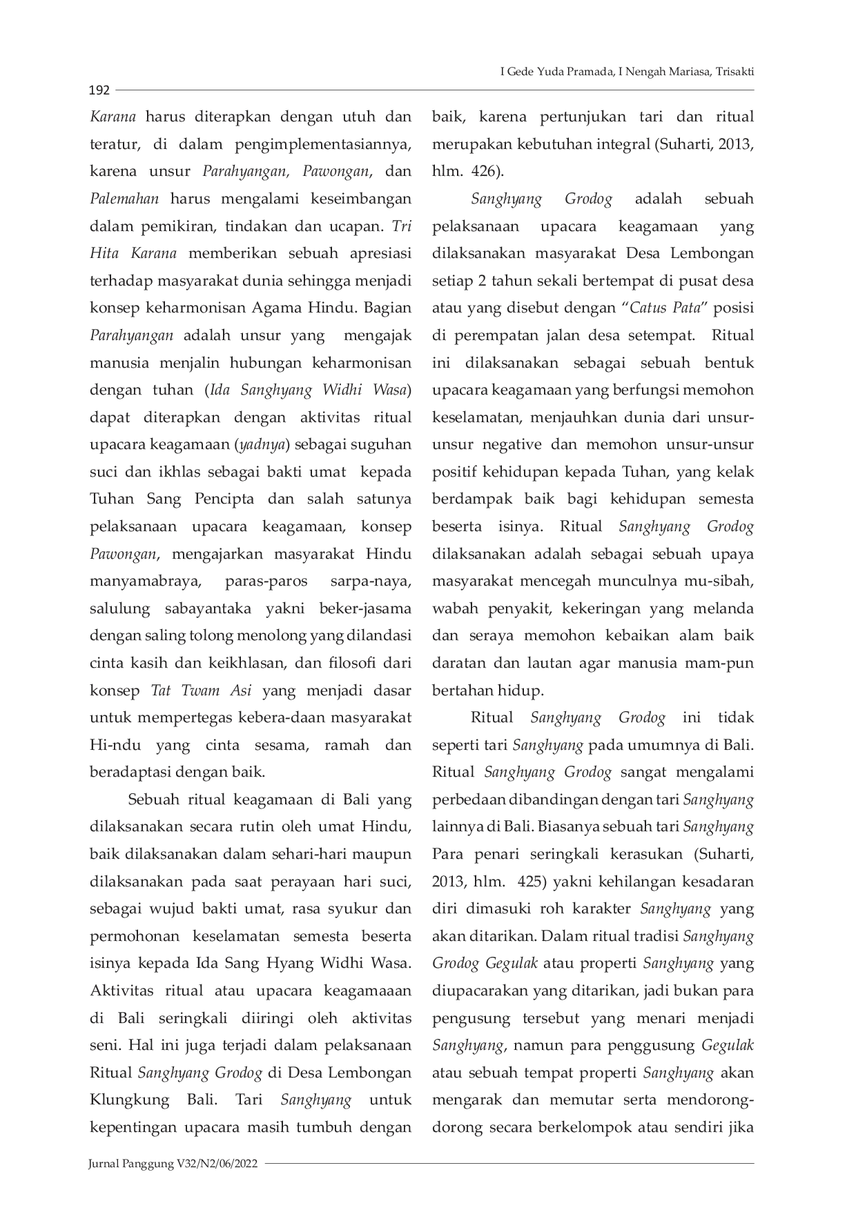 JURIS Implementasi Ajaran Tri Hita Karana pada Ritual Sanghyang Grodog di Desa Lembongan Klungkung Bali