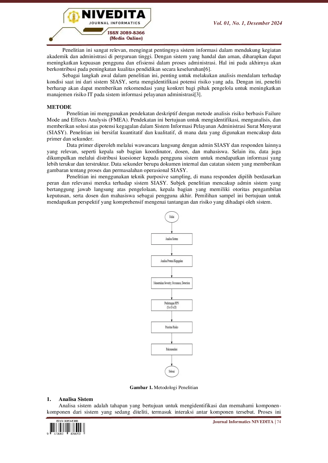 juris Analisis Dampak Risiko IT Pada Website Sistem Informasi Pelayanan Administrasi Surat Menyurat SIASY Menggunakan Metode FMEA