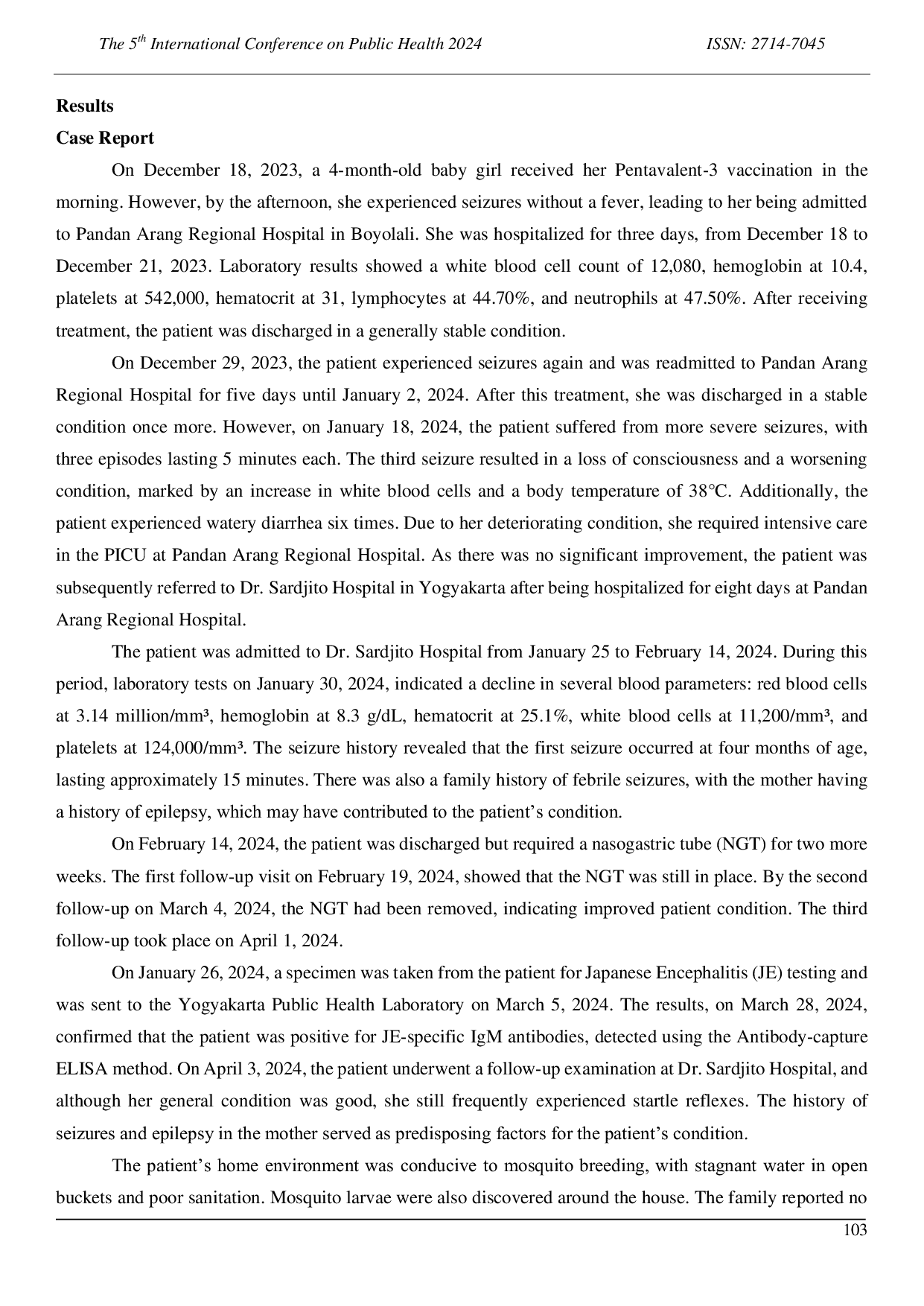 JURIS First Case Report of Japanese Encephalitis in Boyolali District Central Java Province 2023