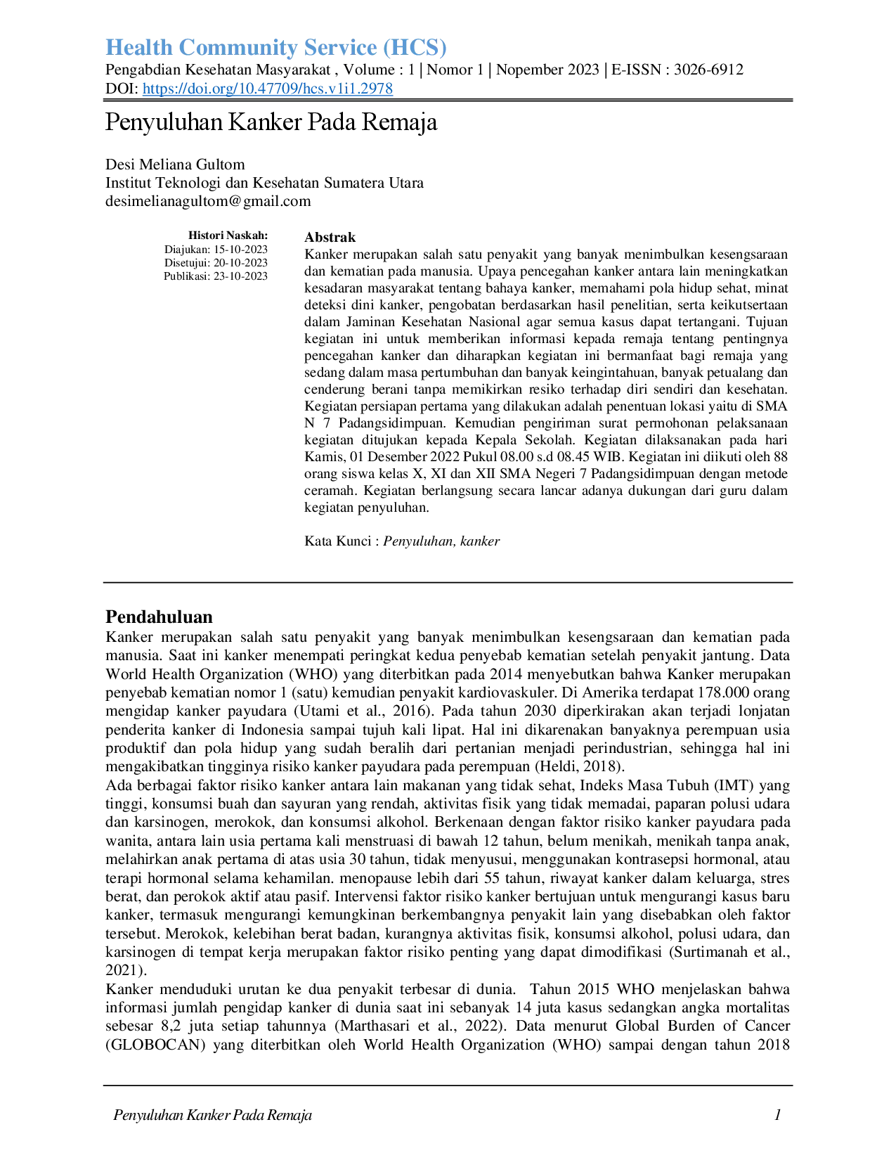 juris Penyuluhan Tentang Kanker Pada Remaja