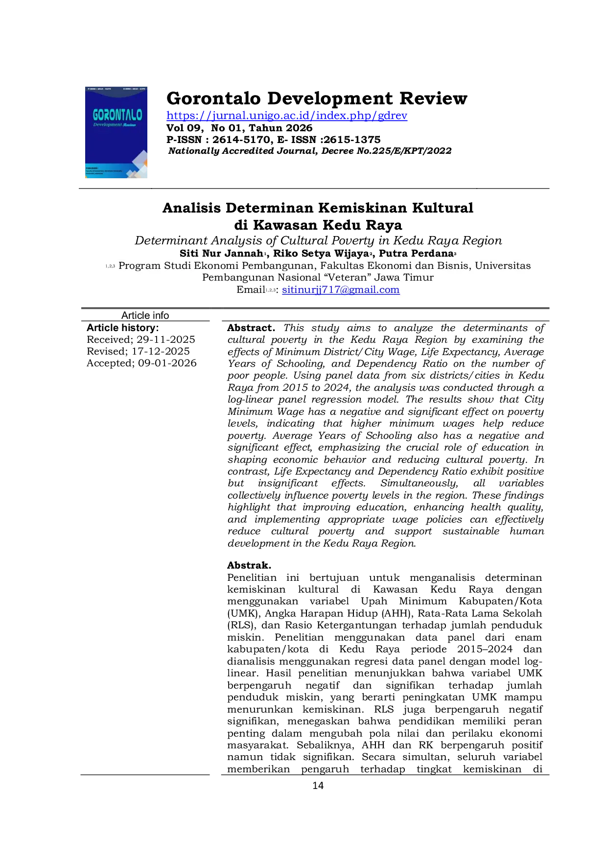 JURIS Determinant Analysis of Cultural Poverty in Kedu Raya Region