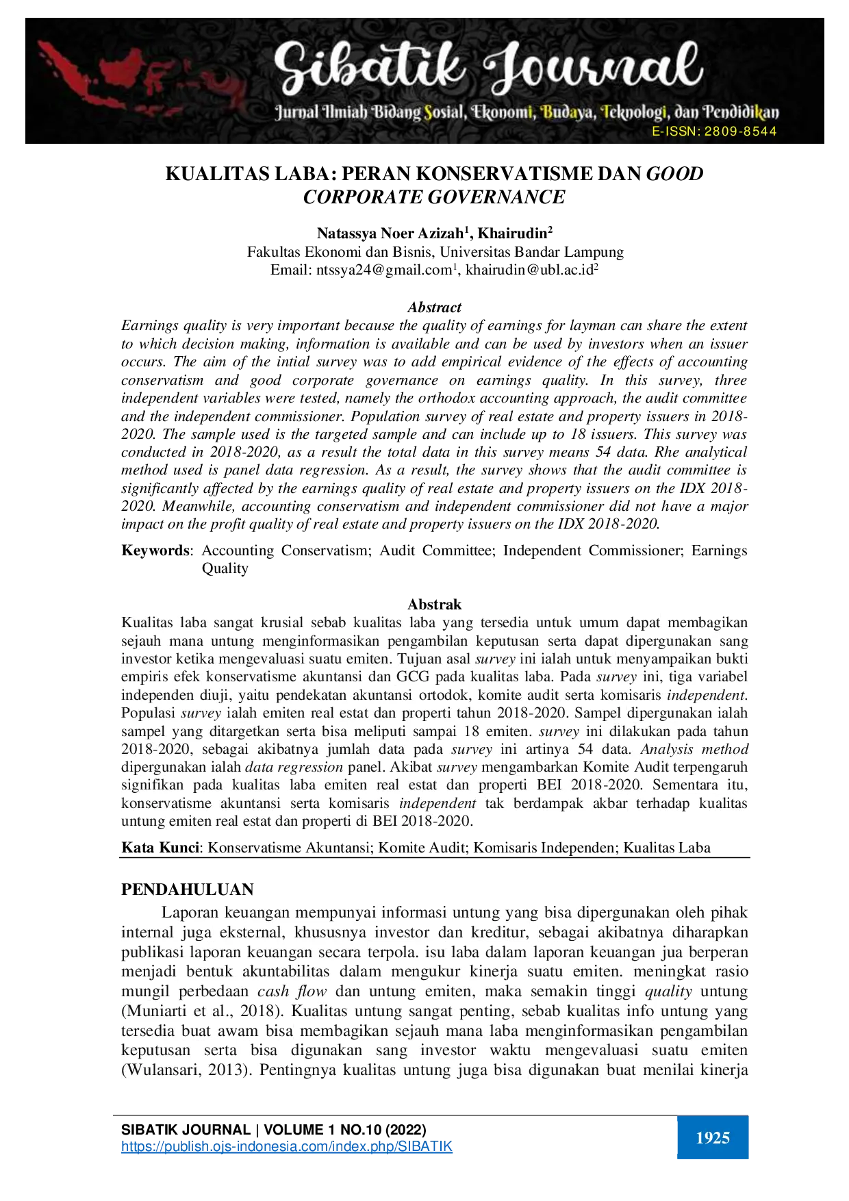 juris Kualitas Laba Peran Konservatisme Dan Good Corporate Governance