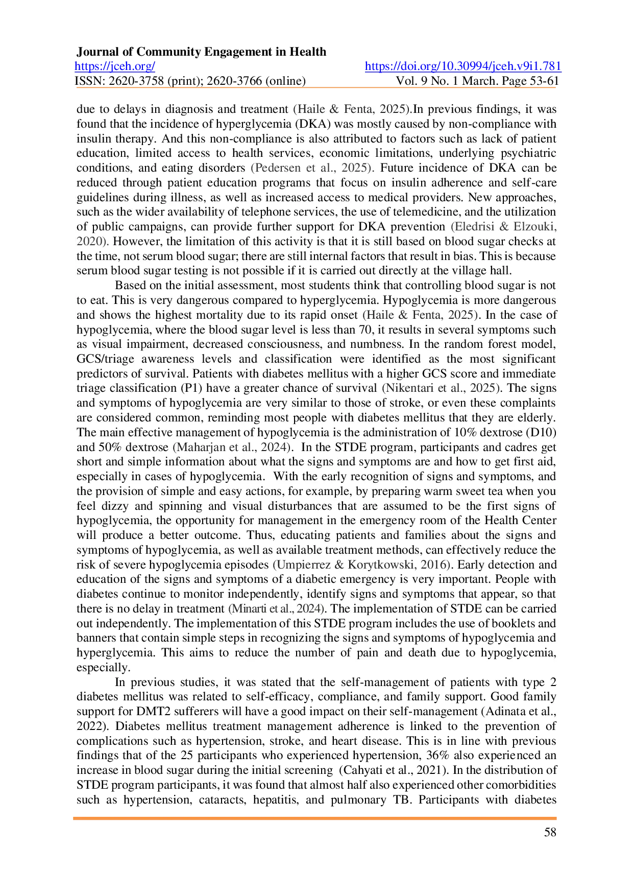 JURIS The Role of STDE Training in Improving Coastal Community Preparedness for Diabetes Emergencies