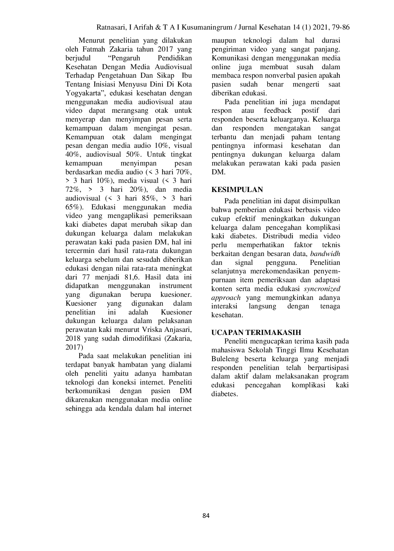 JURIS Aplikasi Edukasi Berbasis Video Untuk Meningkatkan Dukungan Keluarga Mencegah Komplikasi Kaki Diabetes