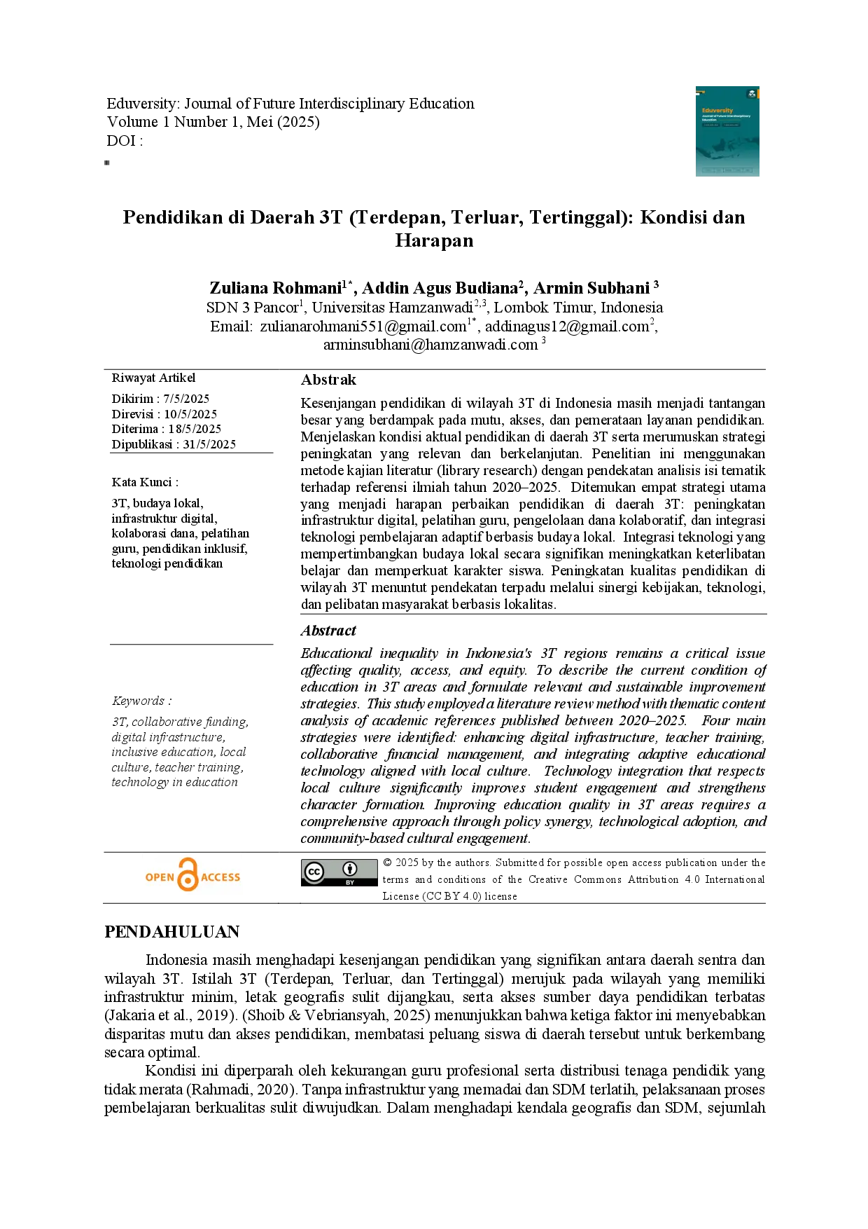 juris Pendidikan di Daerah 3T Terdepan Terluar Tertinggal Kondisi dan Harapan
