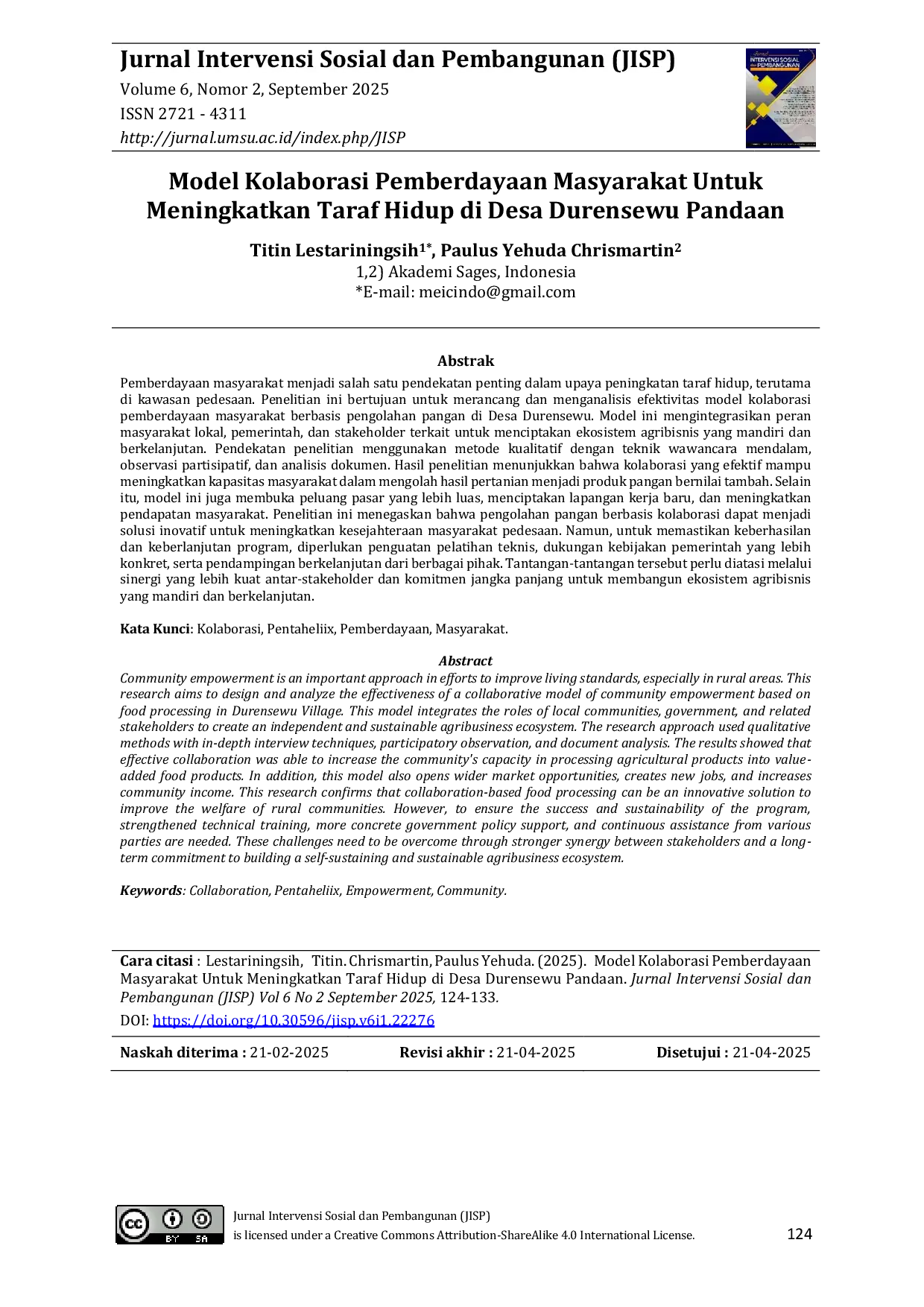 JURIS Model Kolaborasi Pemberdayaan Masyarakat Untuk Meningkatkan Taraf Hidup di Desa Durensewu Pandaan