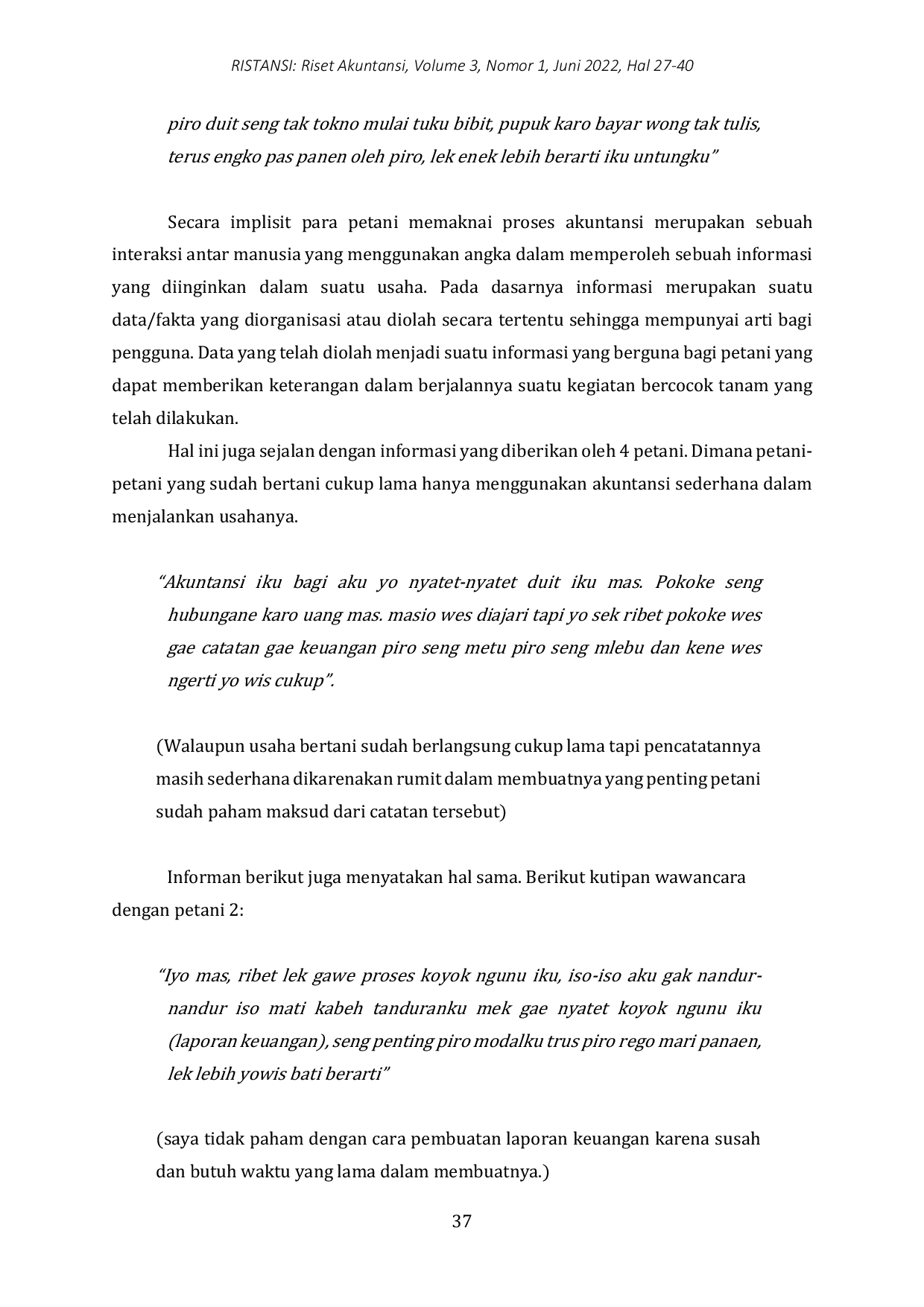 JURIS Makna Laba Bagi Perspektif Petani