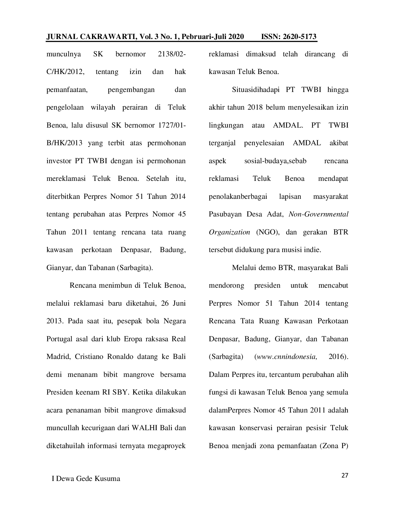 JURIS Musik Indie Sebagai Praktik Perlawanan Terhadap Rencana Reklamasi Teluk Benoa Bali