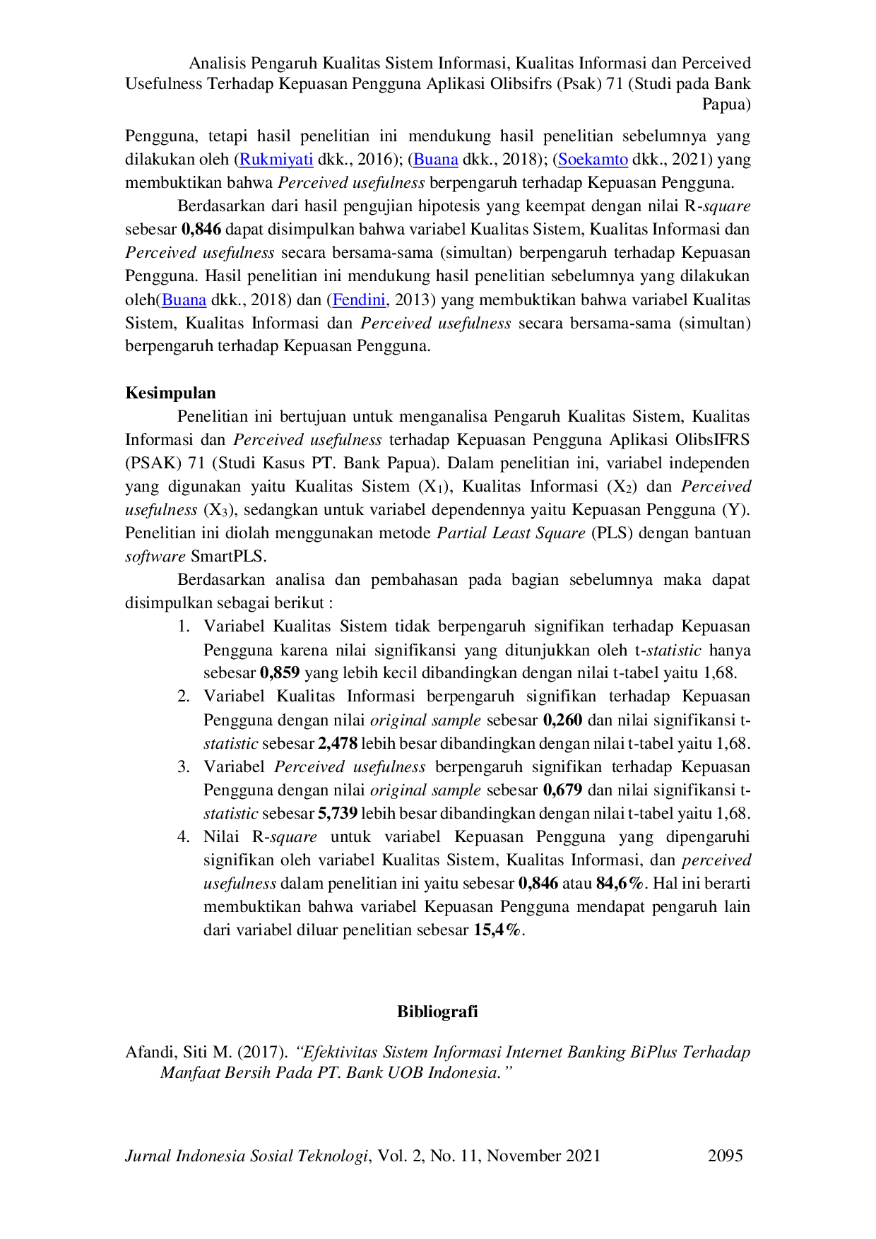 JURIS Analisis Pengaruh Kualitas Sistem Informasi Kualitas Informasi dan Perceived Usefulness Terhadap Kepuasan Pengguna Aplikasi Olibsifrs Psak 71 Studi pada Bank Papua